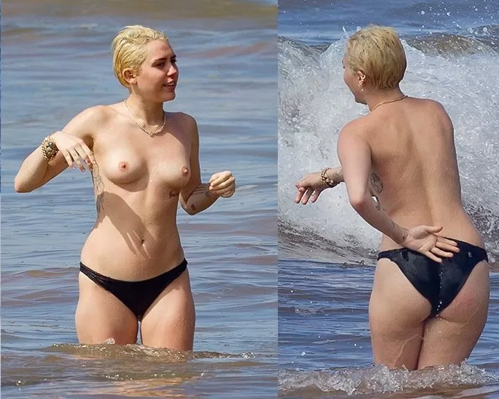 Miley Cyrus Topless on Beach