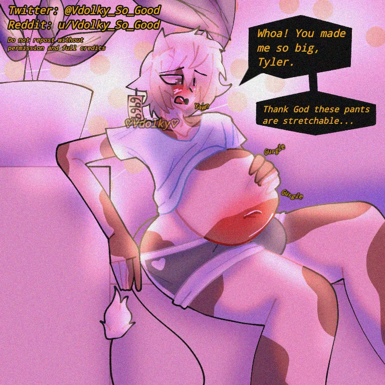 [M/M] Pretty much my first vore drawing [oral][same size][digestion] (By me, Vdolky_So_Good)