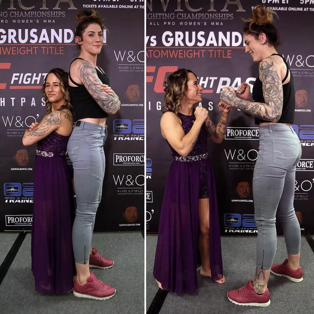 MMA fighters, 4'11 Alesha Zappitella & 6'0 Megan Anderson