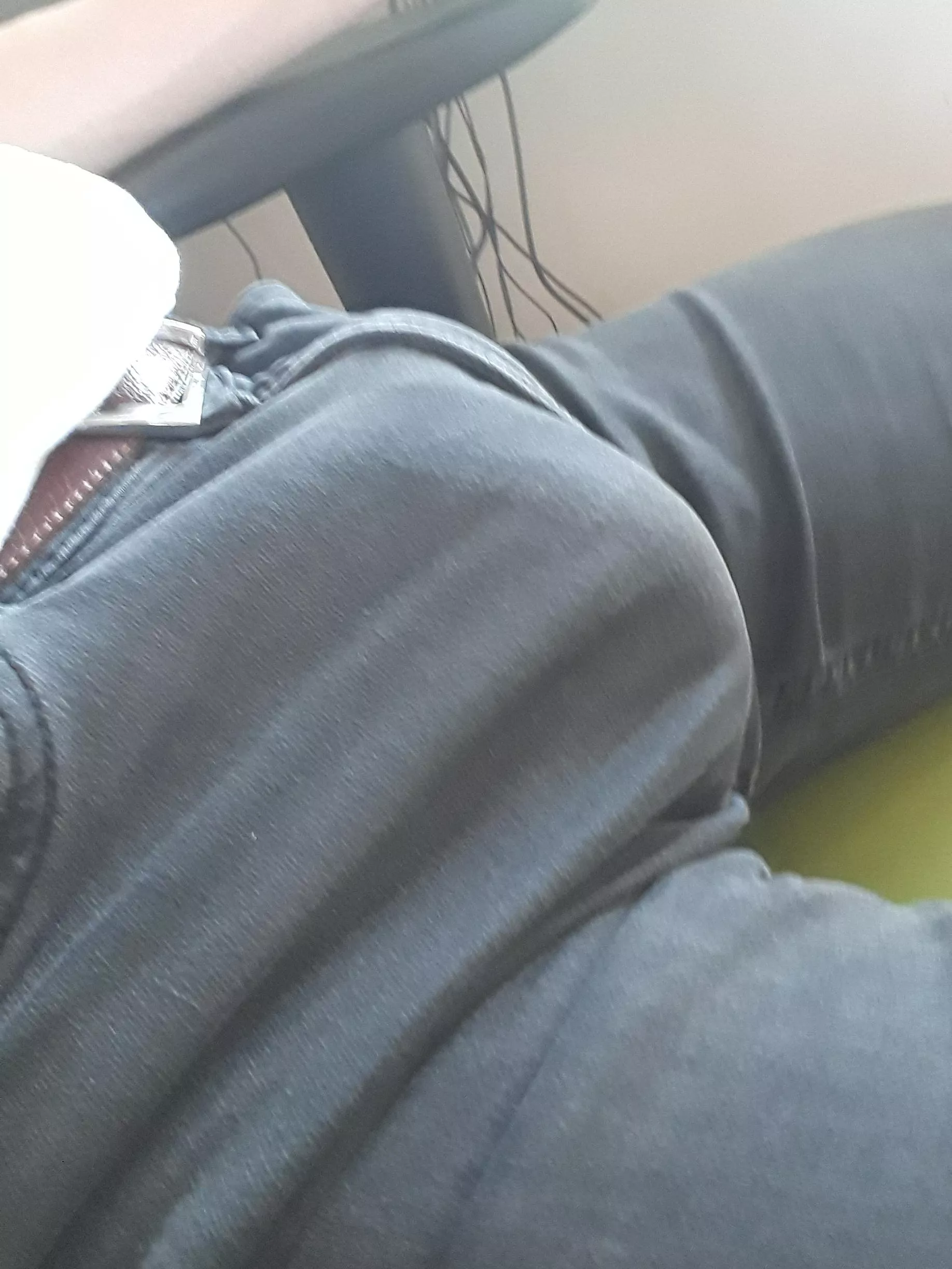 Monster cock held back by tight pants