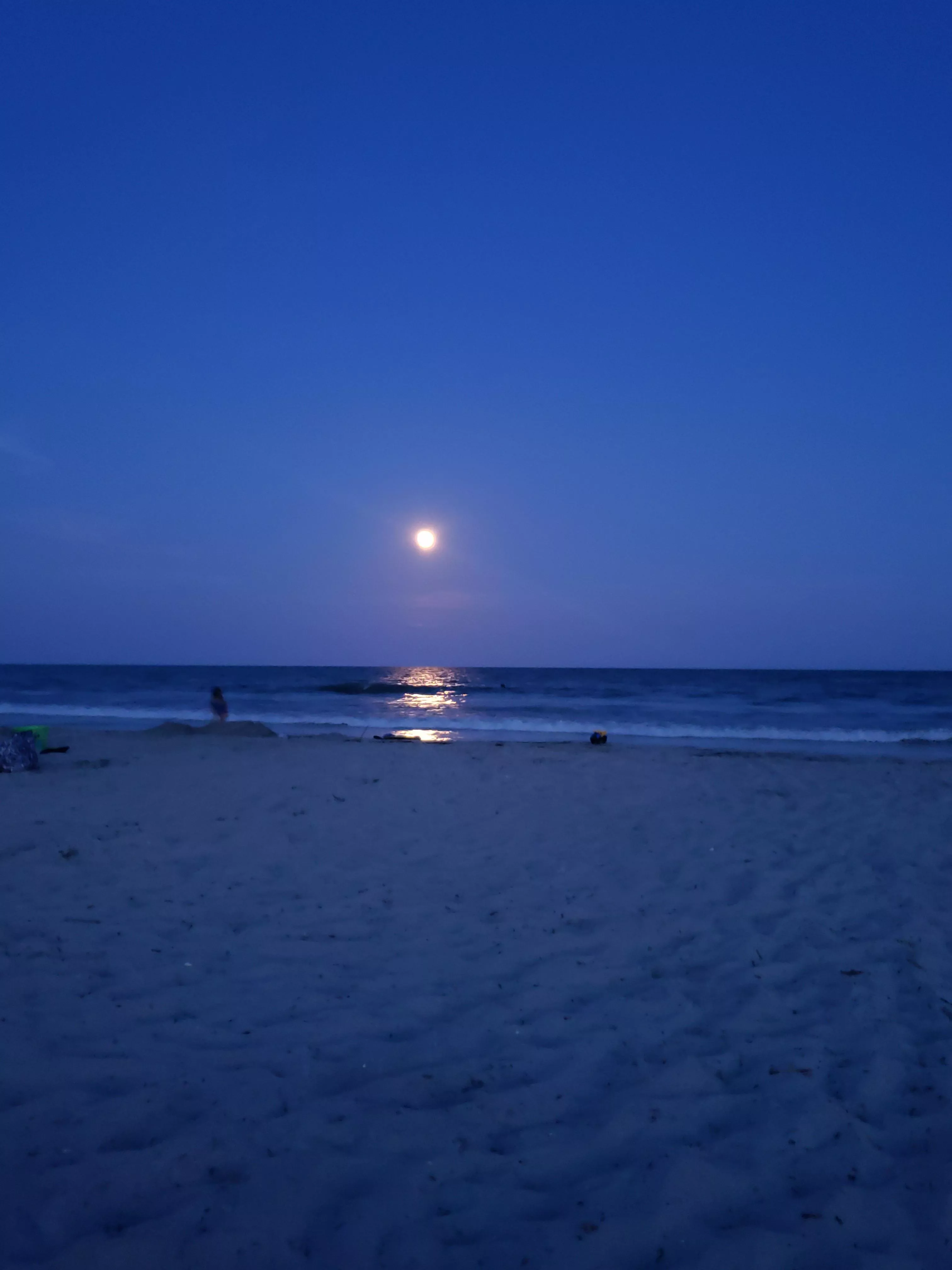 Moon and sea. Folly Beach, SC.