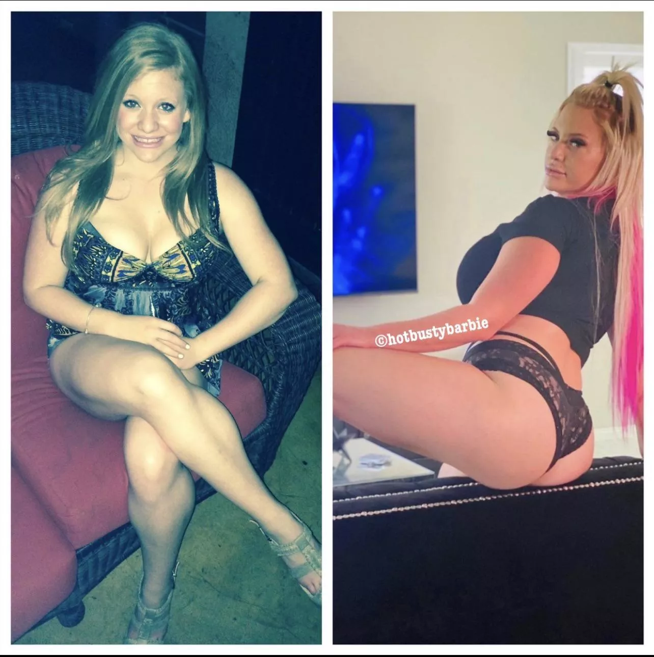 My bimbofication before and after