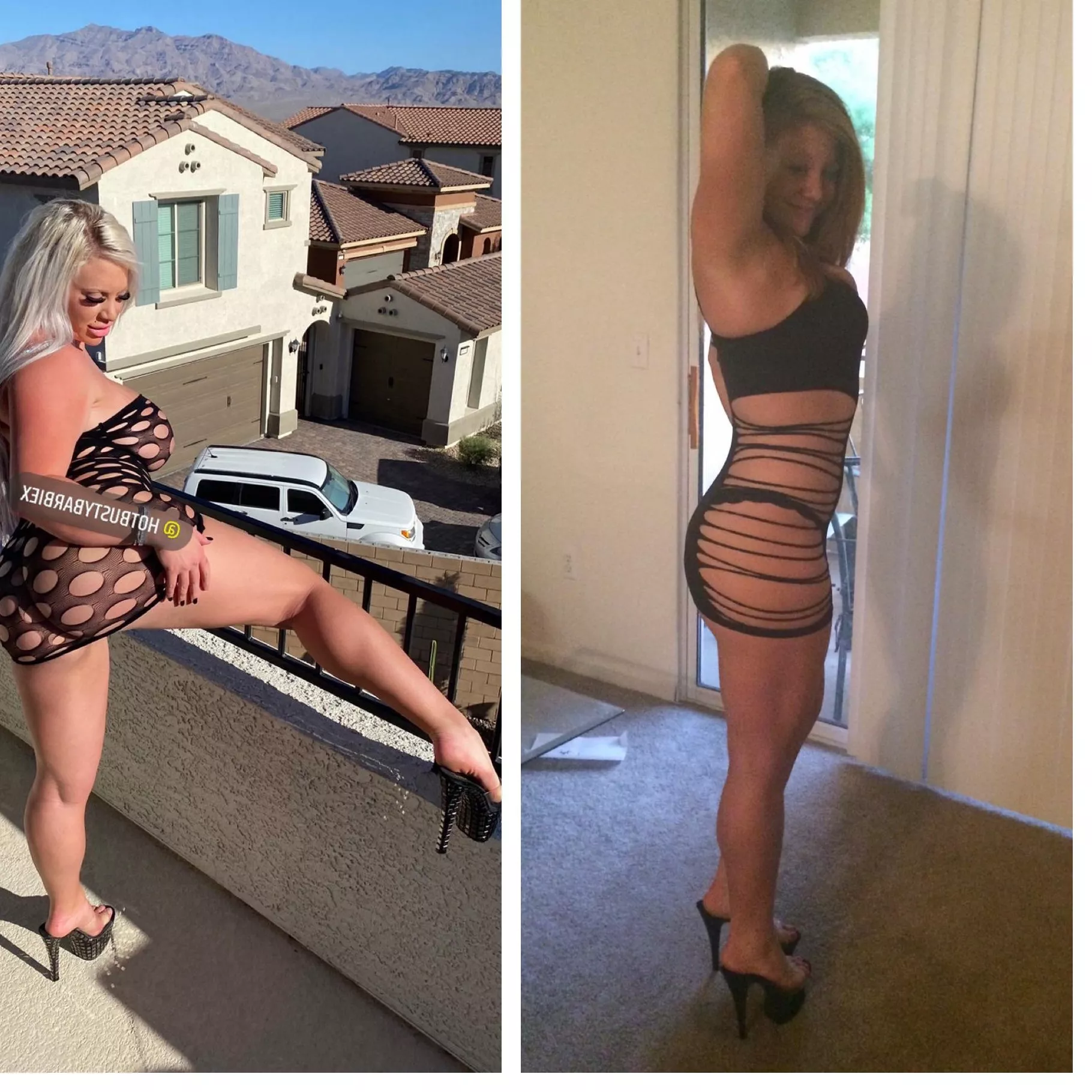 My bimboficatoon progress.The first photo was my first day as a dancer. The second photo is me trying to get my neighbor to fuck me. [F]