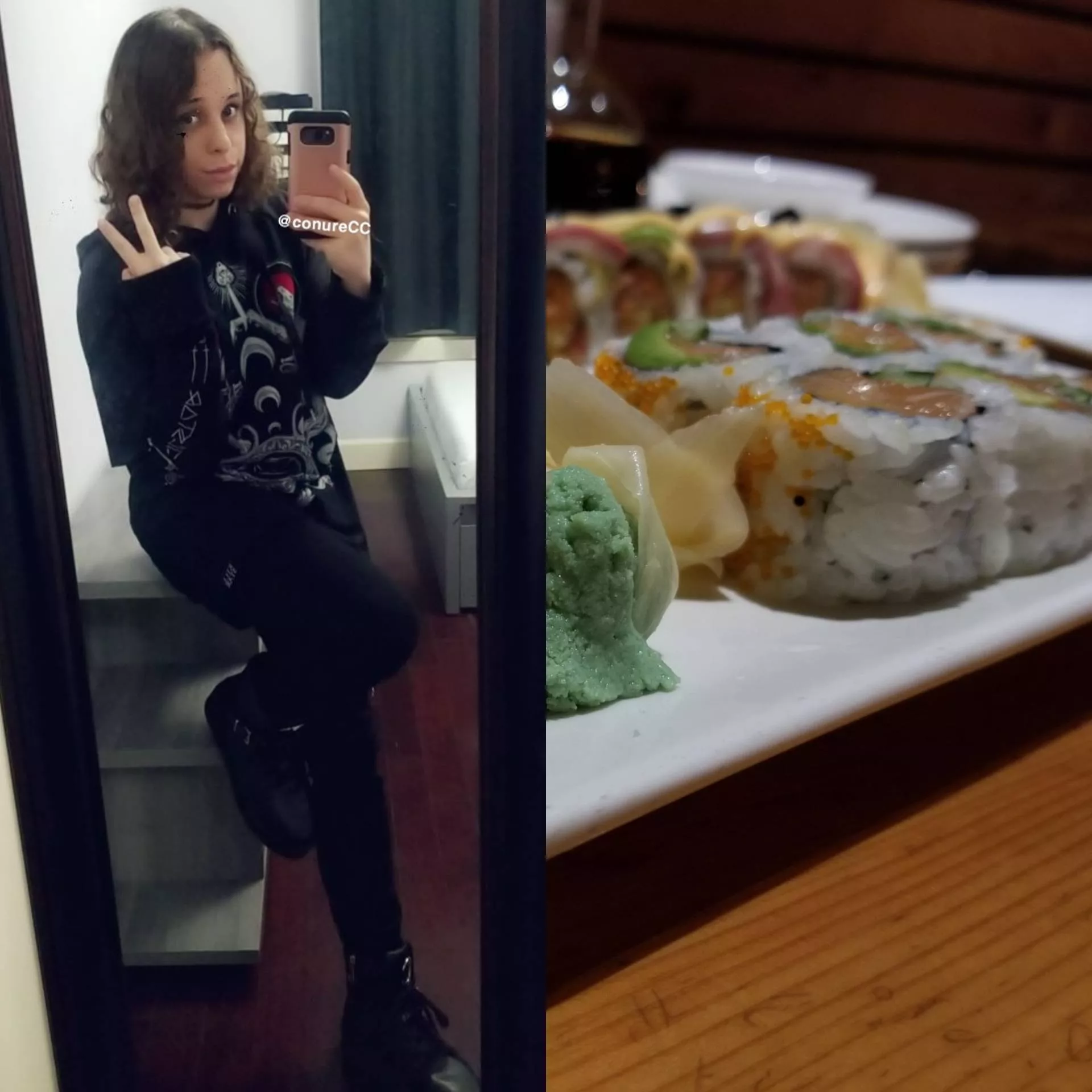 my birthday was last femboy friday & i got sushi, do you like my outfit?