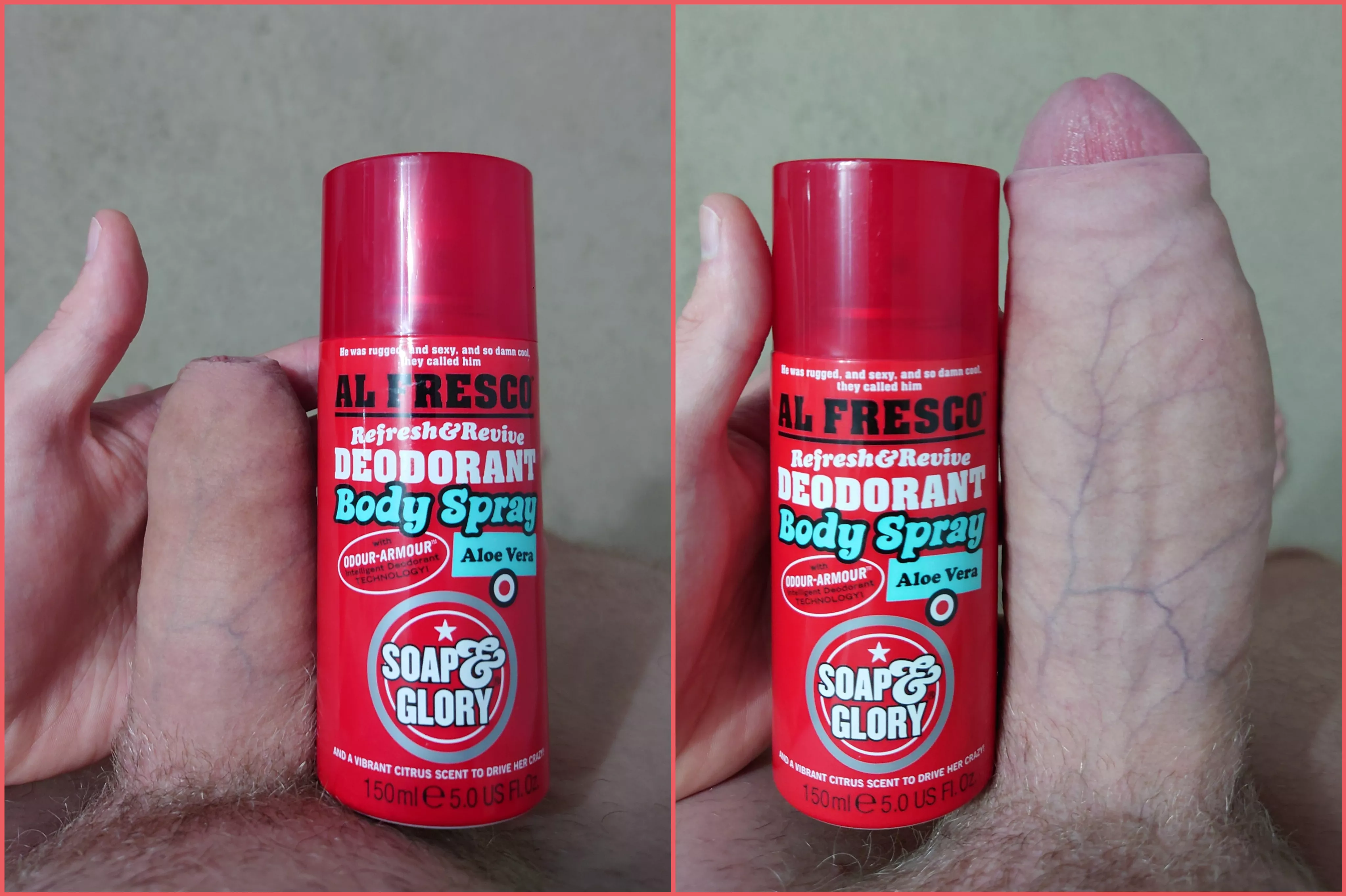 My cock both soft and hard vs a deodorant can