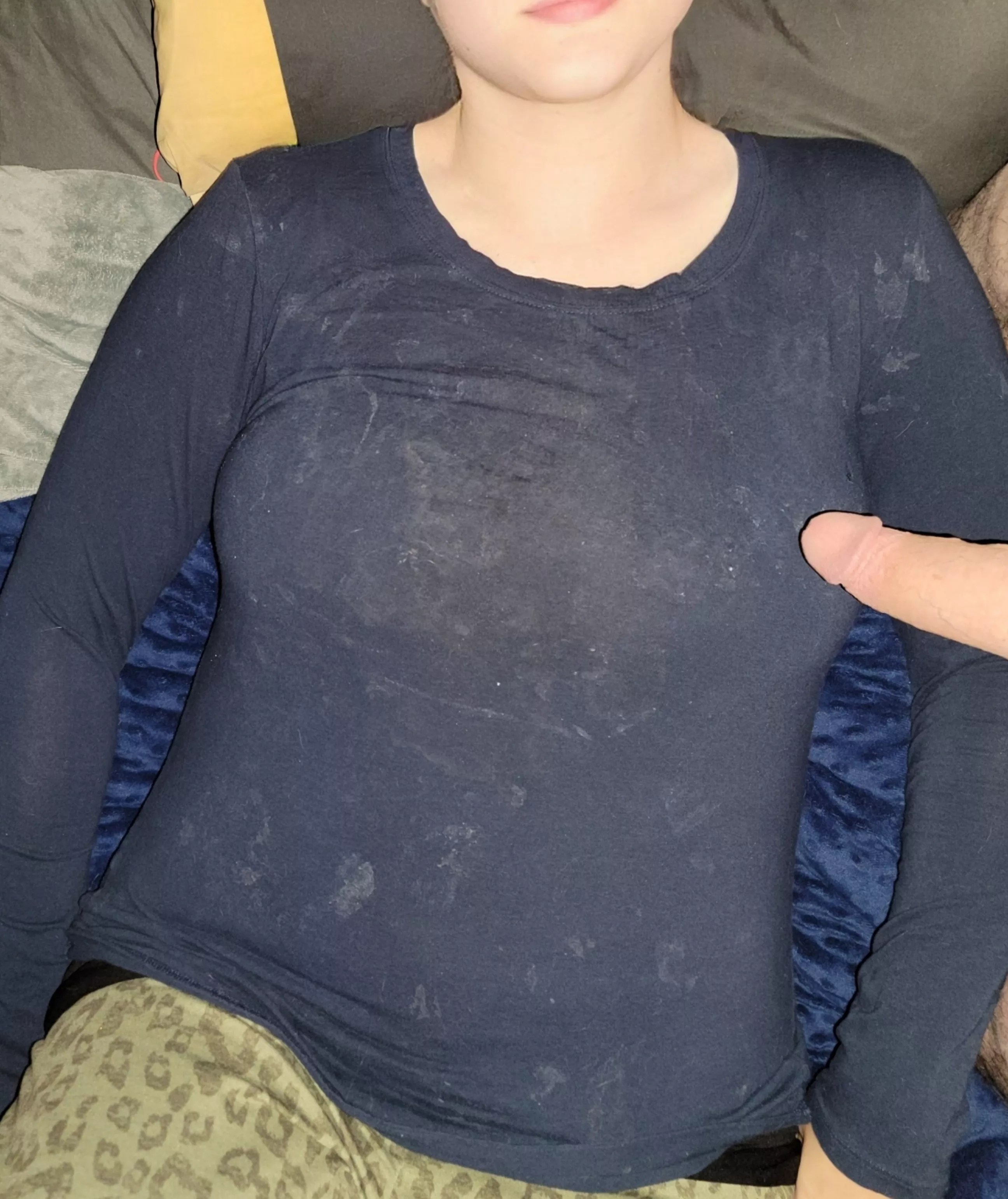 My cum stained blouse just before another load - will post the aftermath soon