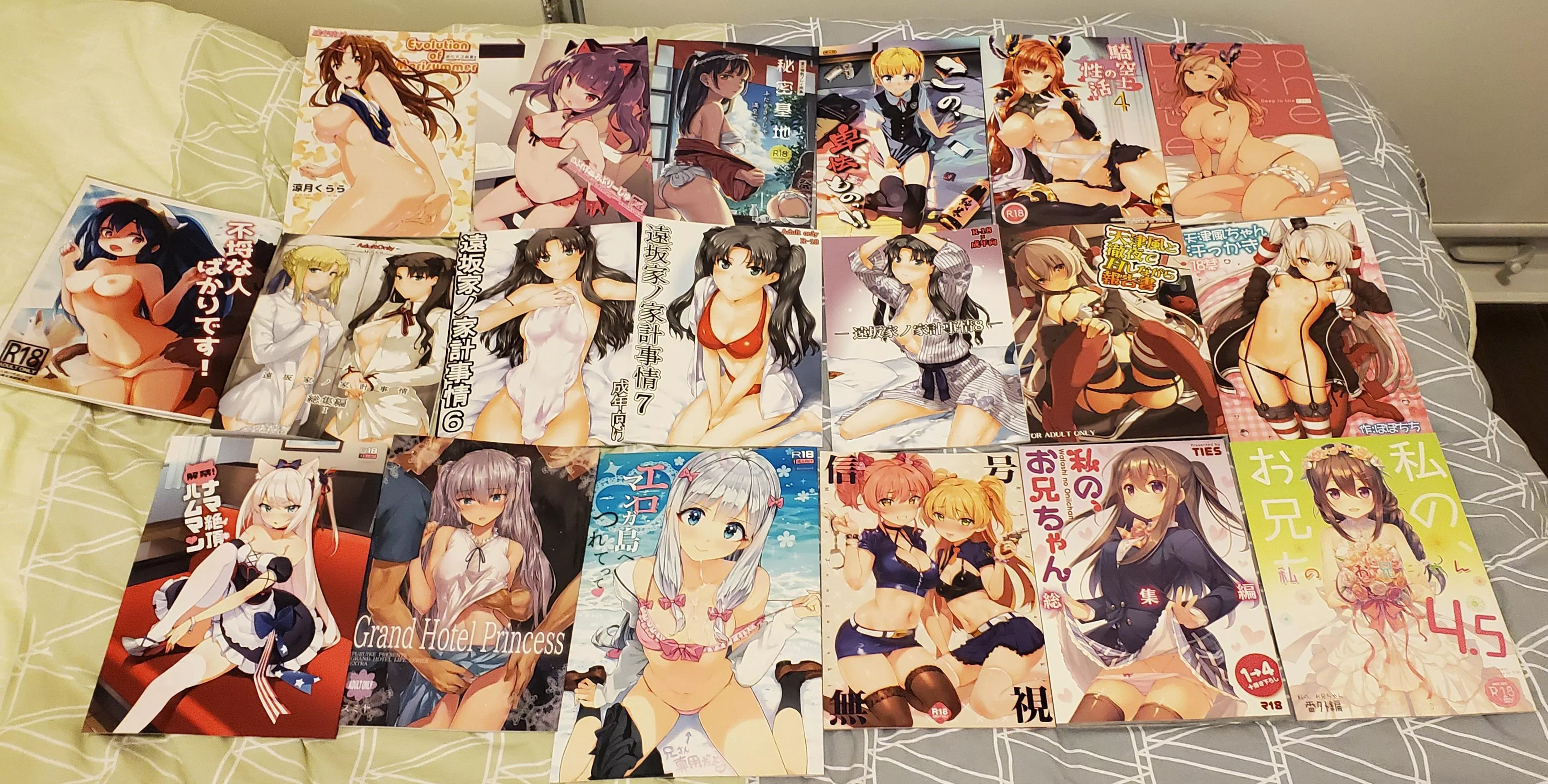 My doujinshi collection since 2018! Not a lot due to hefty shipping fees :(