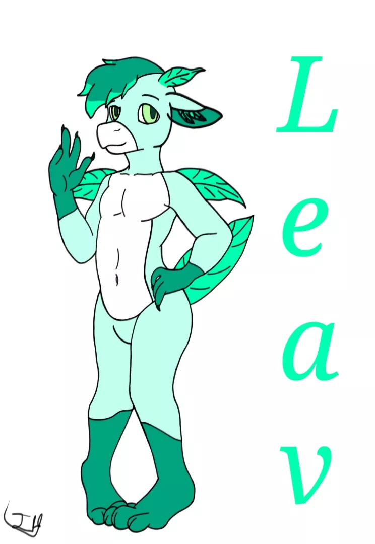 My first fursona! Leav, the leaf dragon! (Made by river_the_lynx)