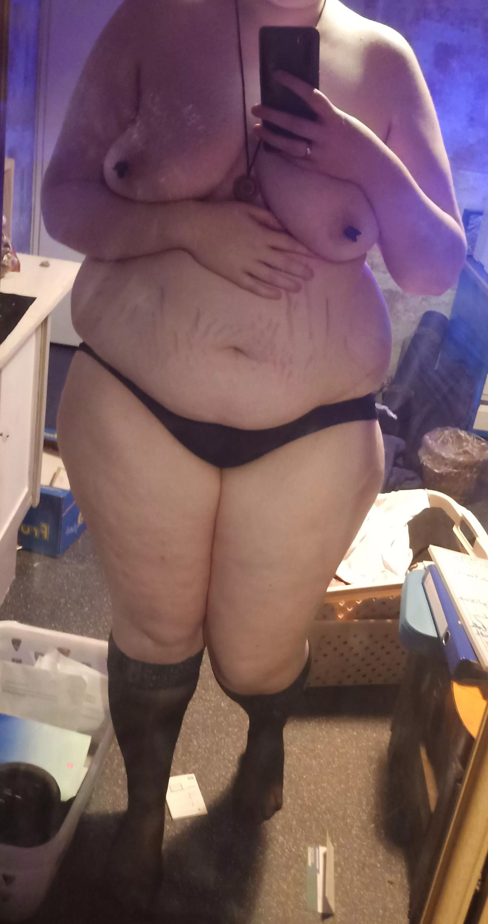 My first post, I hope its ok! I'm testing out my nipple clamps and how they look with my fishnets!