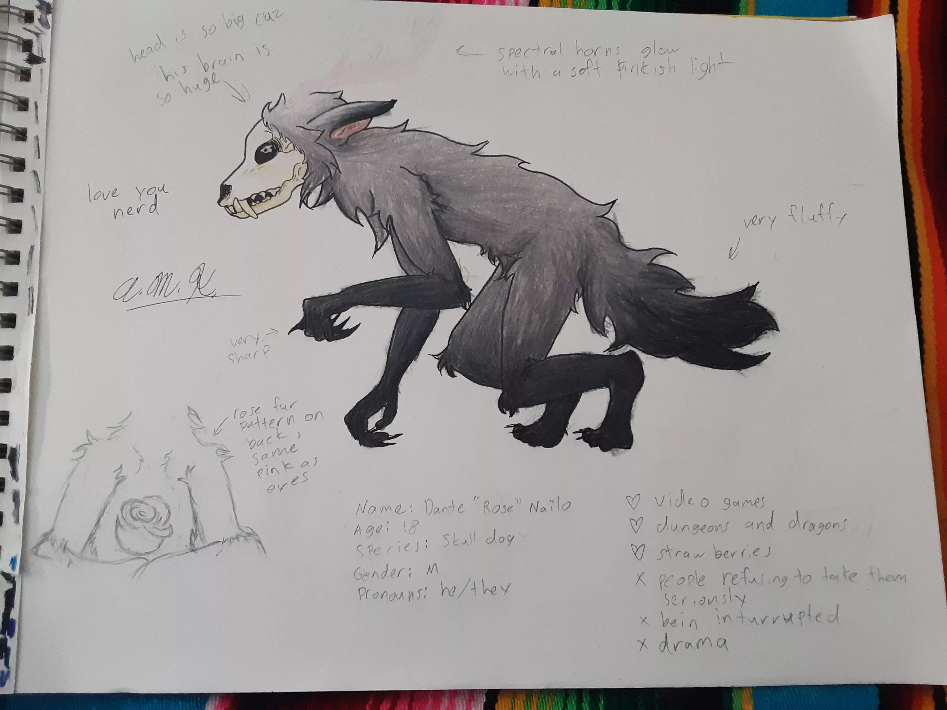 My fursona, Dante, drawn by my sibling! Thanks again Cap'n for agreeing to that