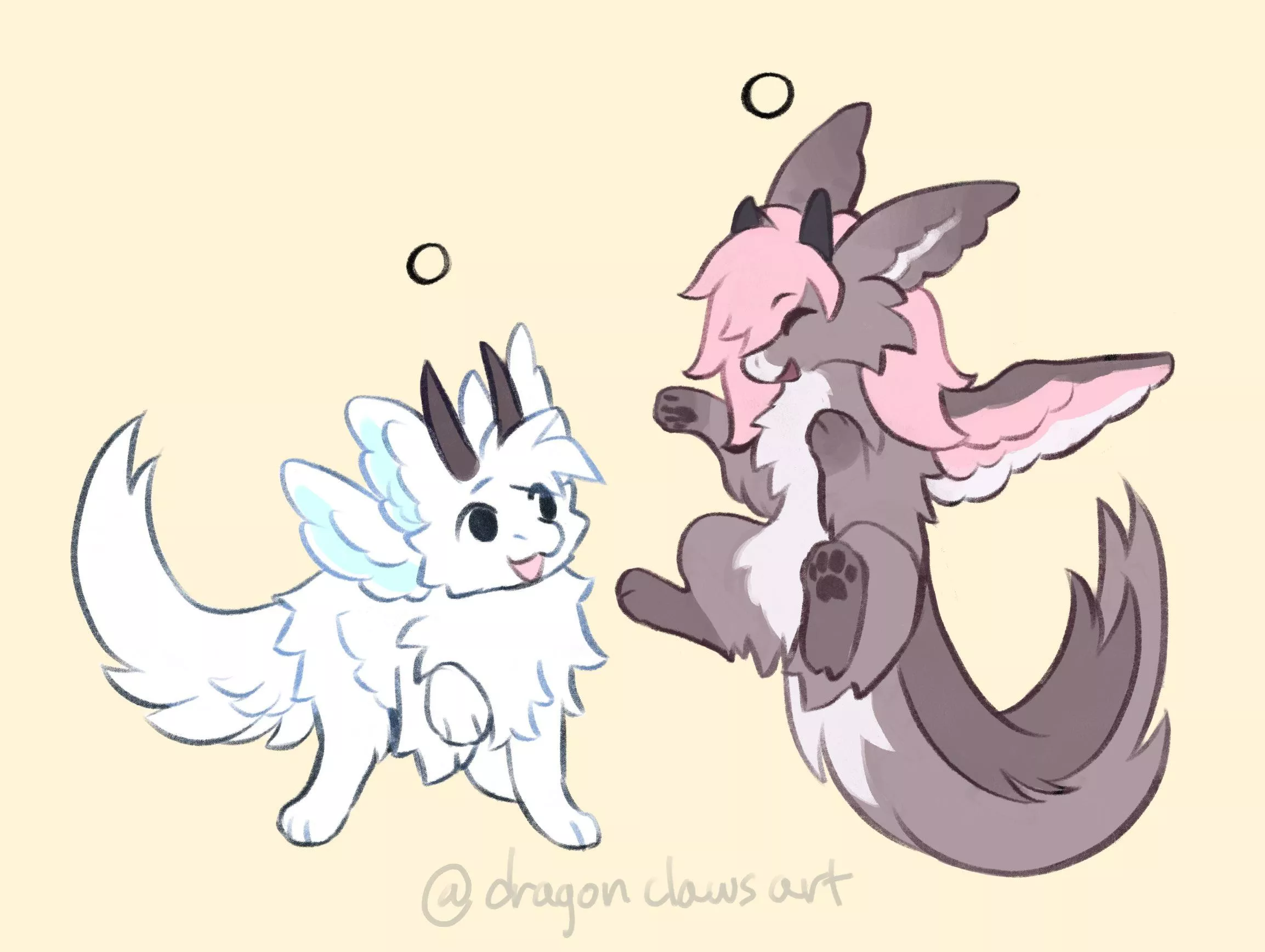 my fursonies!! 🥺🐉🐉💖✨ they luv each other (art by me, crescentdragonclaws)