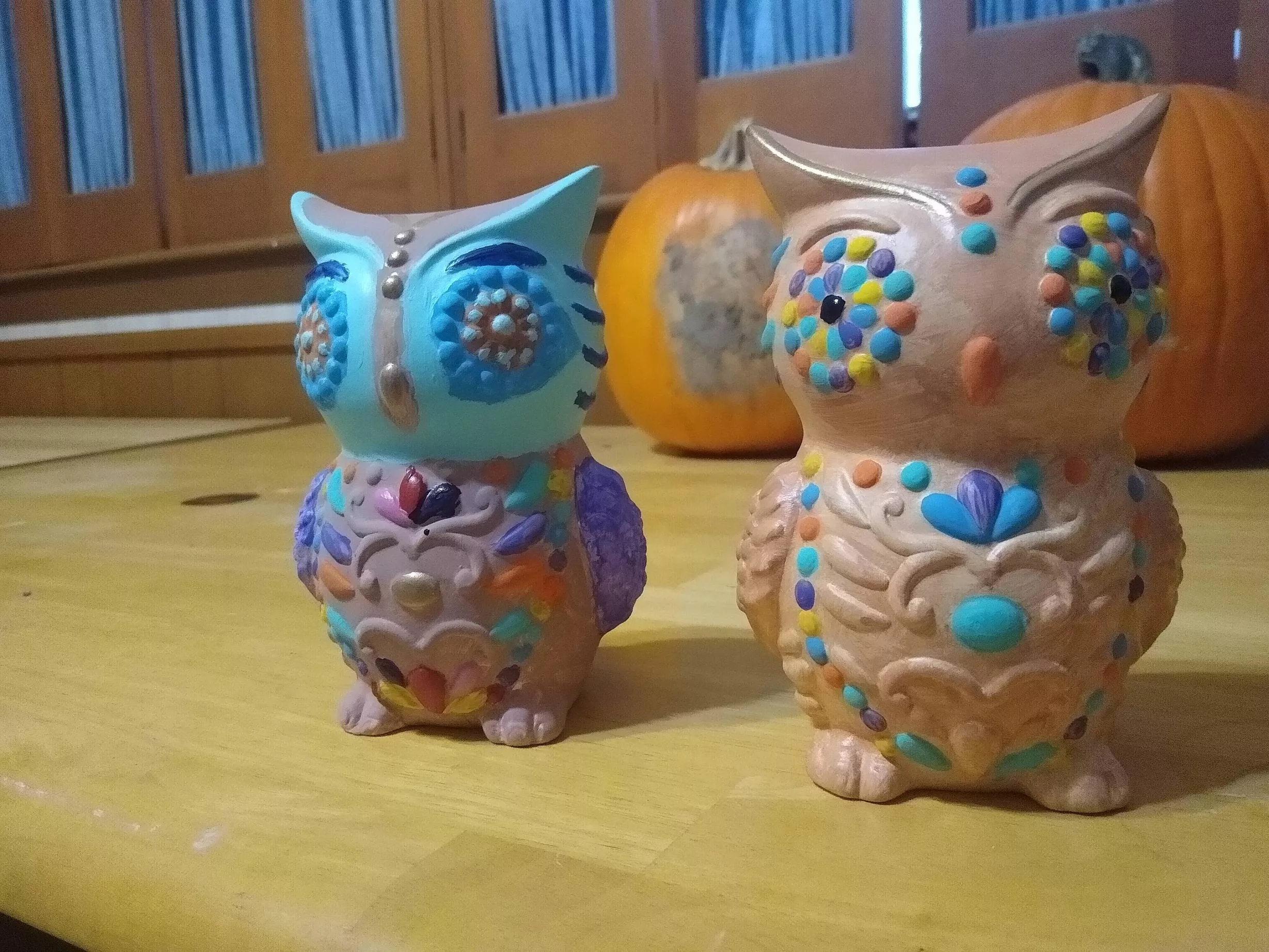 My girl and I painted owls!