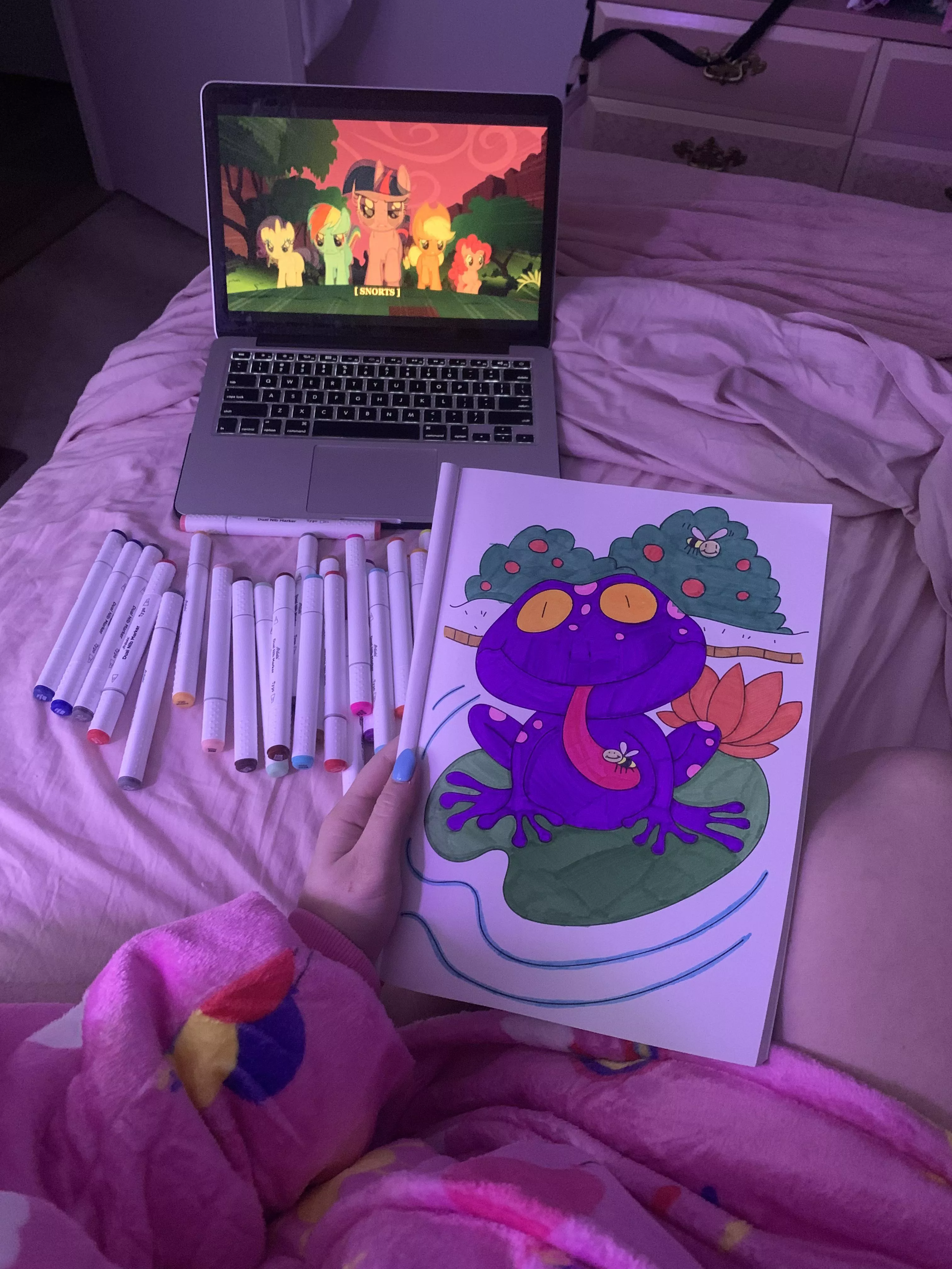 My little pony and colouring in with my Pooh bear oodie on hehe bestest time ðŸ¥°ðŸ’–