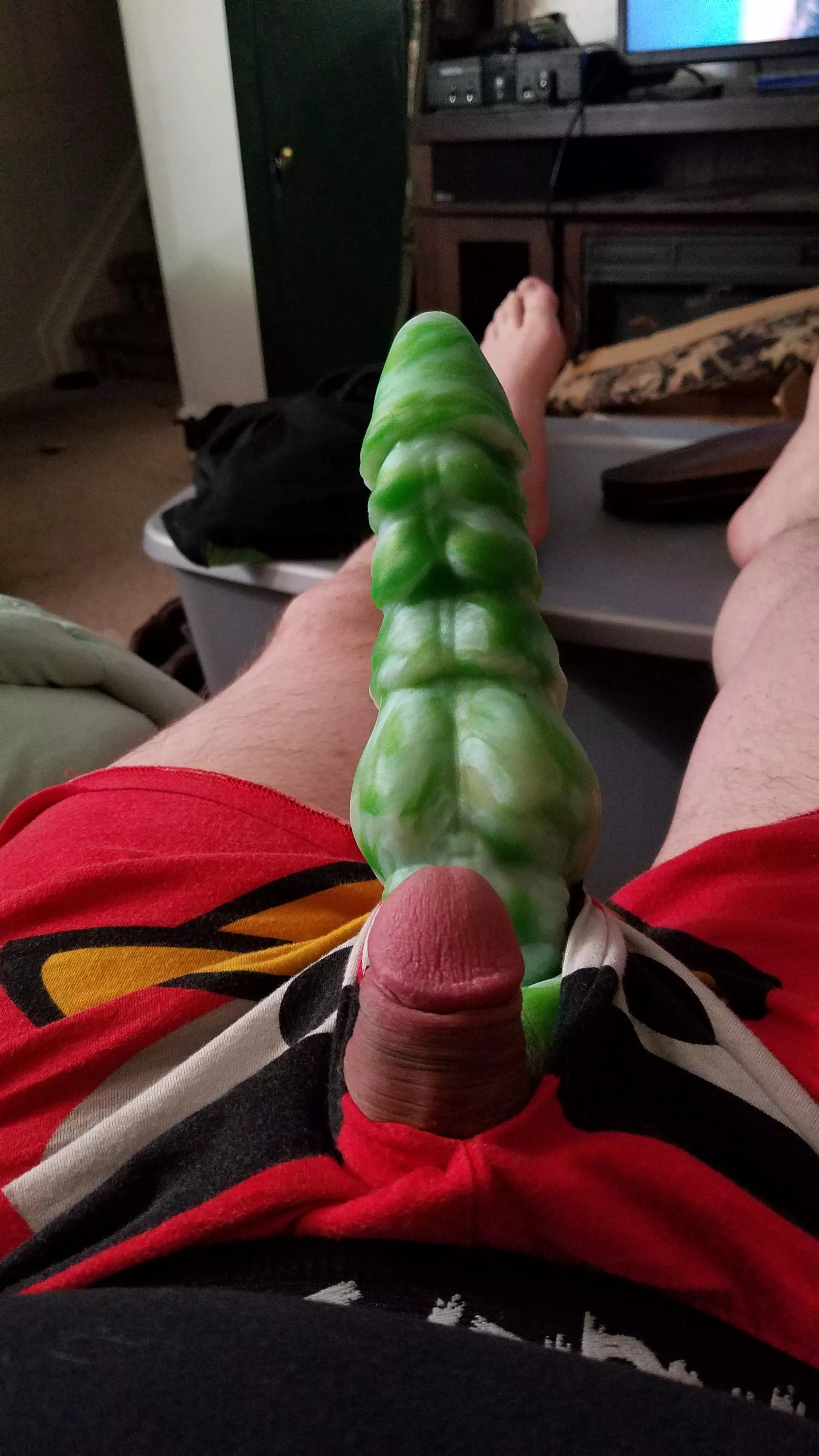 My new toy arrived today. I'm hoping when I knot it my little clit cums all over the place.