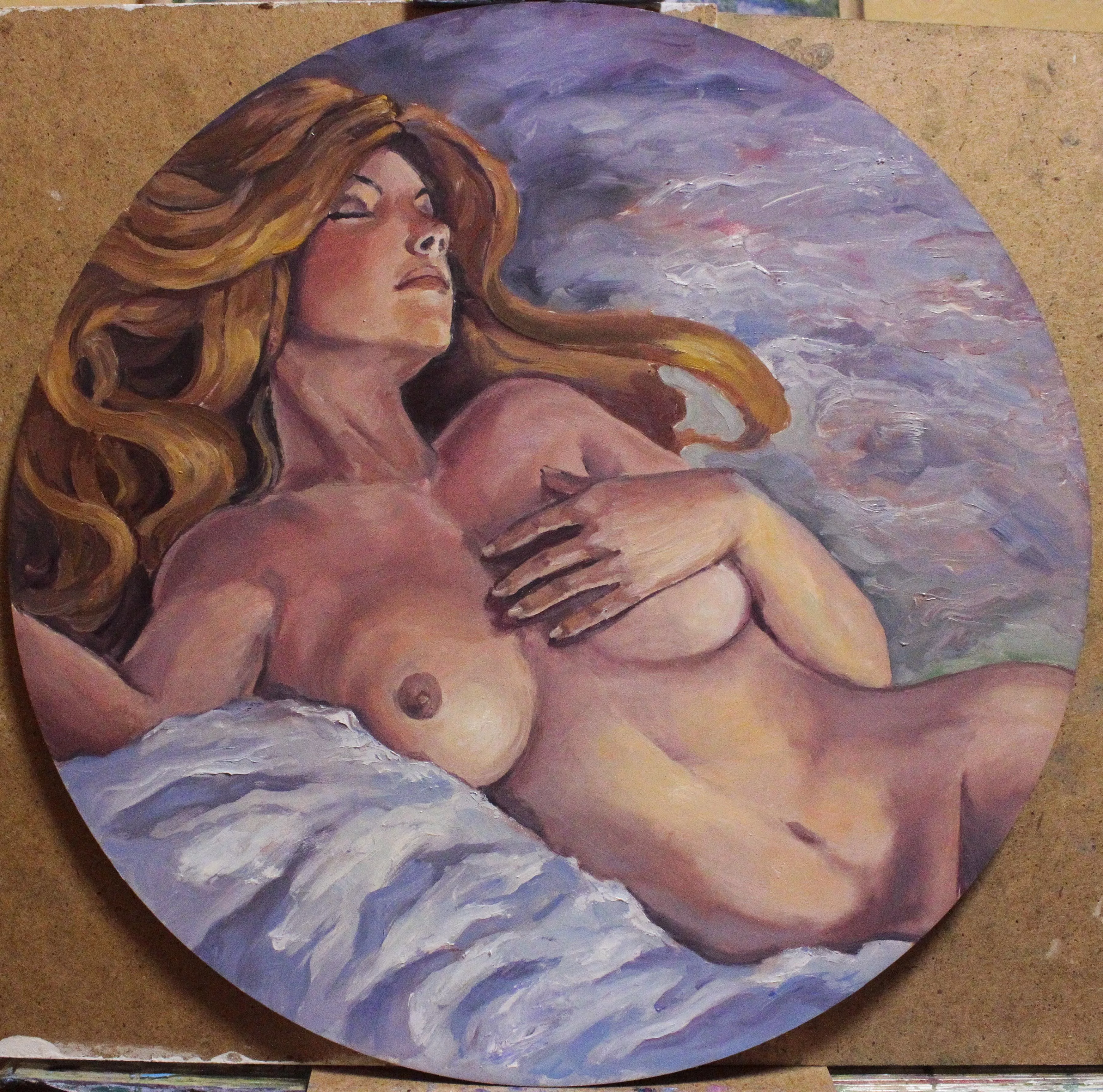 My oil painting Nude, Oil on hardboard. 2021