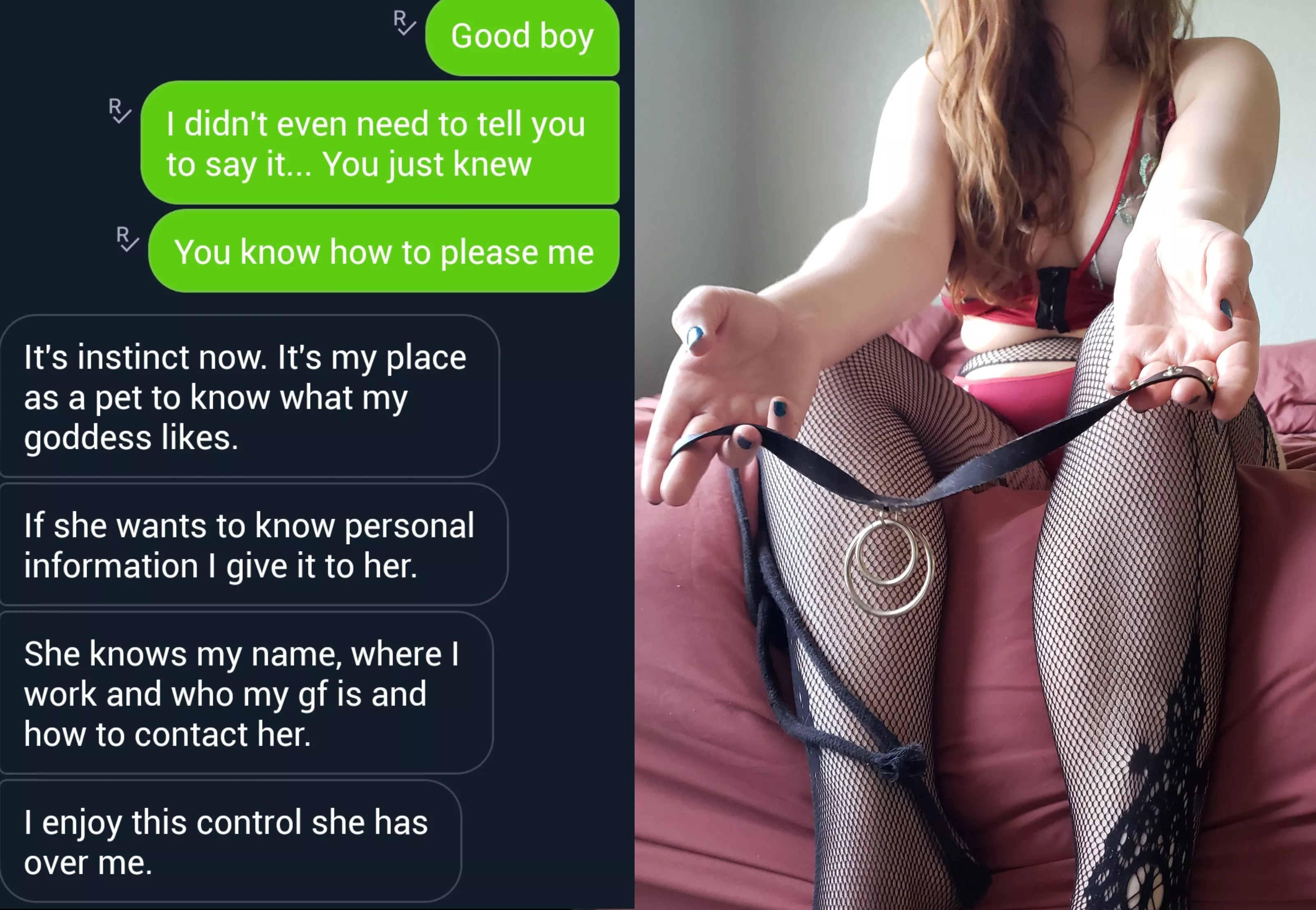 My pets know how to please me - by giving up complete control of their lives. I enjoy humiliation (and SPH!), cuckold, blackmail & expose, homewrecking, tease & denial, forced intox, CBT [dom][sext][pic][oth][kik][snp][rate][fet]