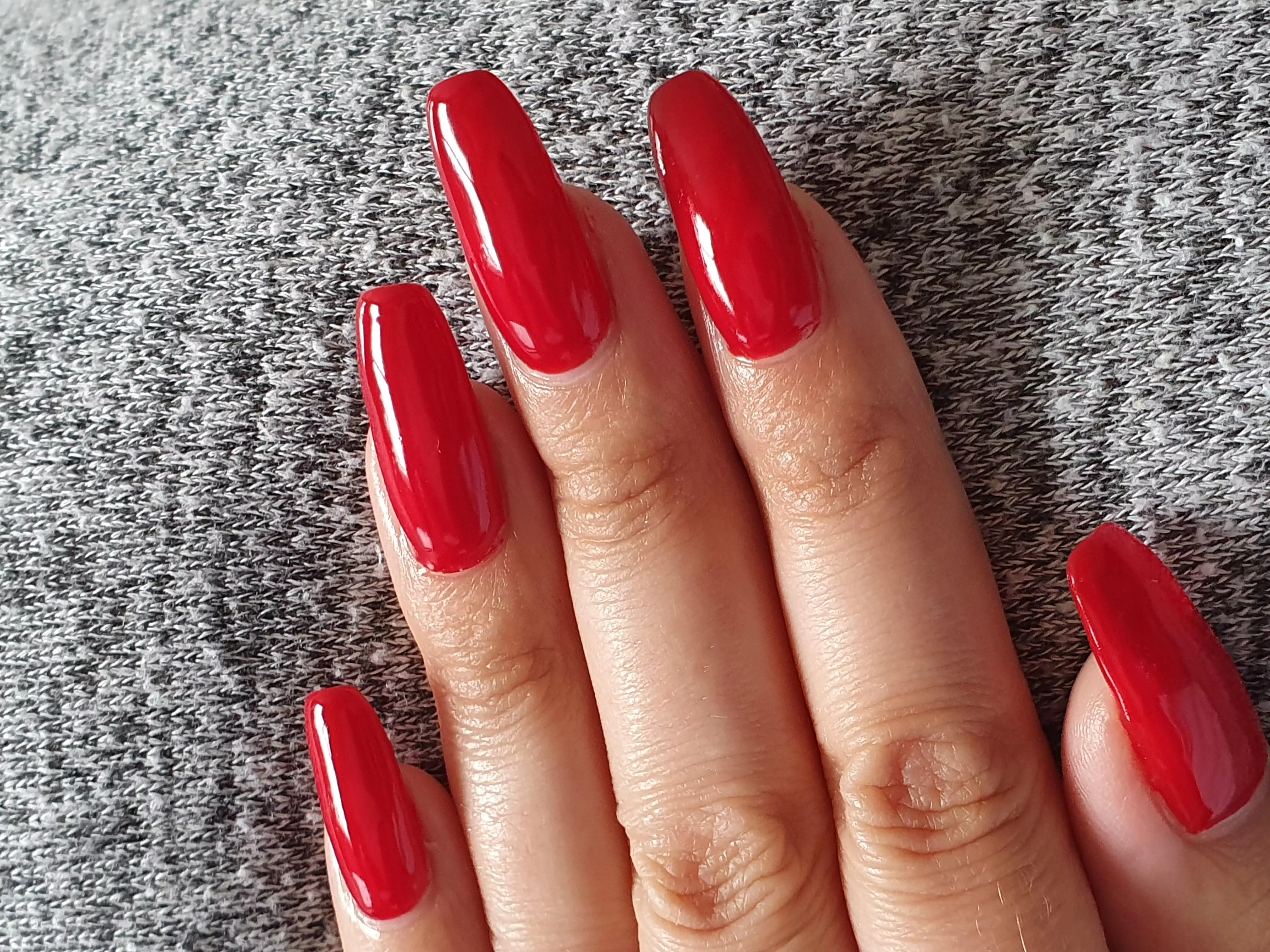 My real nails with red polish ðŸ¥°