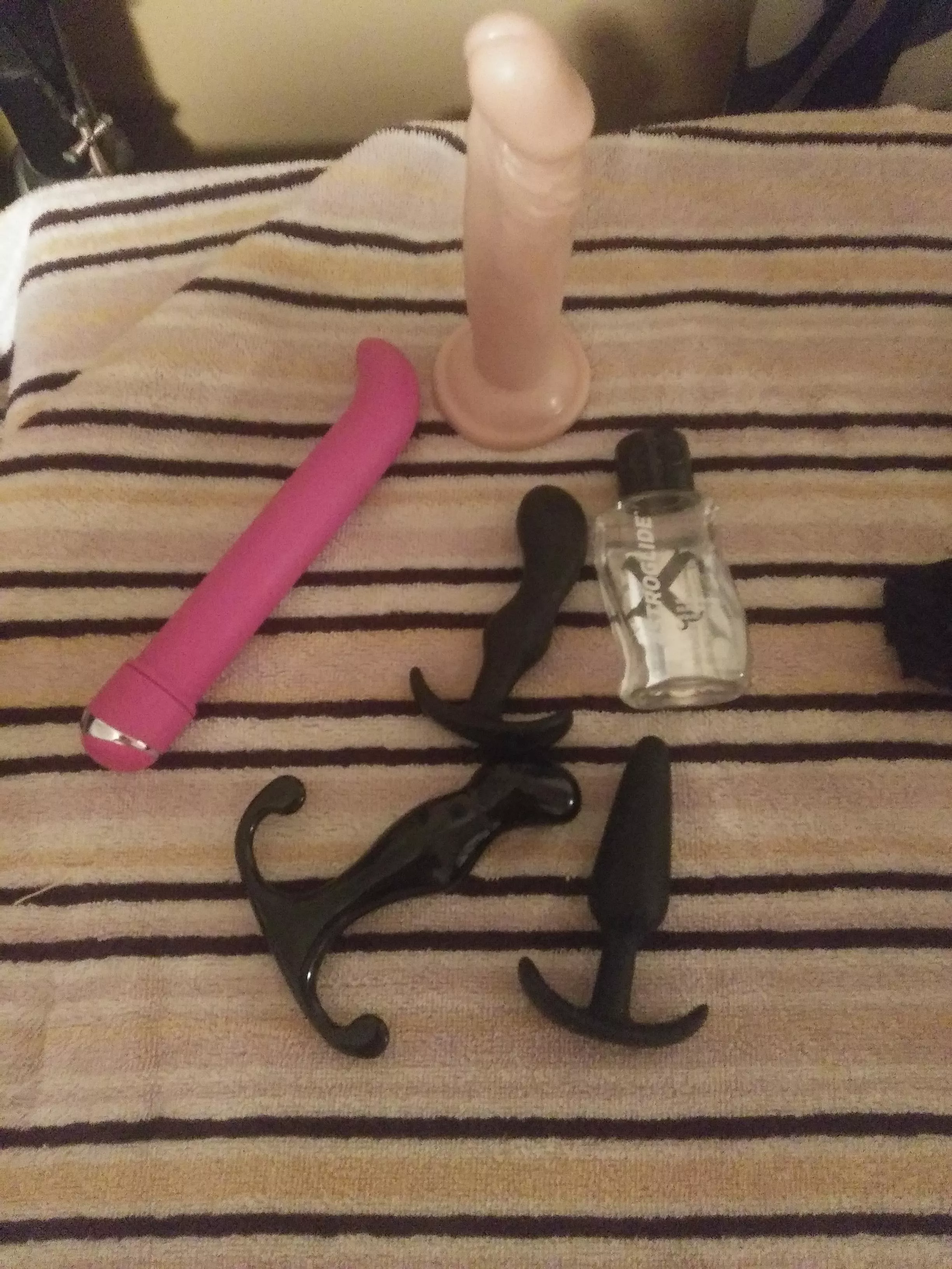 My small collection..Favorite being my Aneros Progasm Jr ( bottom left) took me to the next level ..multiple leg shaking body twitching orgasms with ejac ..sorry that it took me until my 50s to discover this