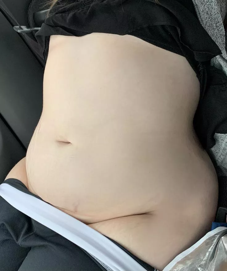 My stuffed stomach in my car.