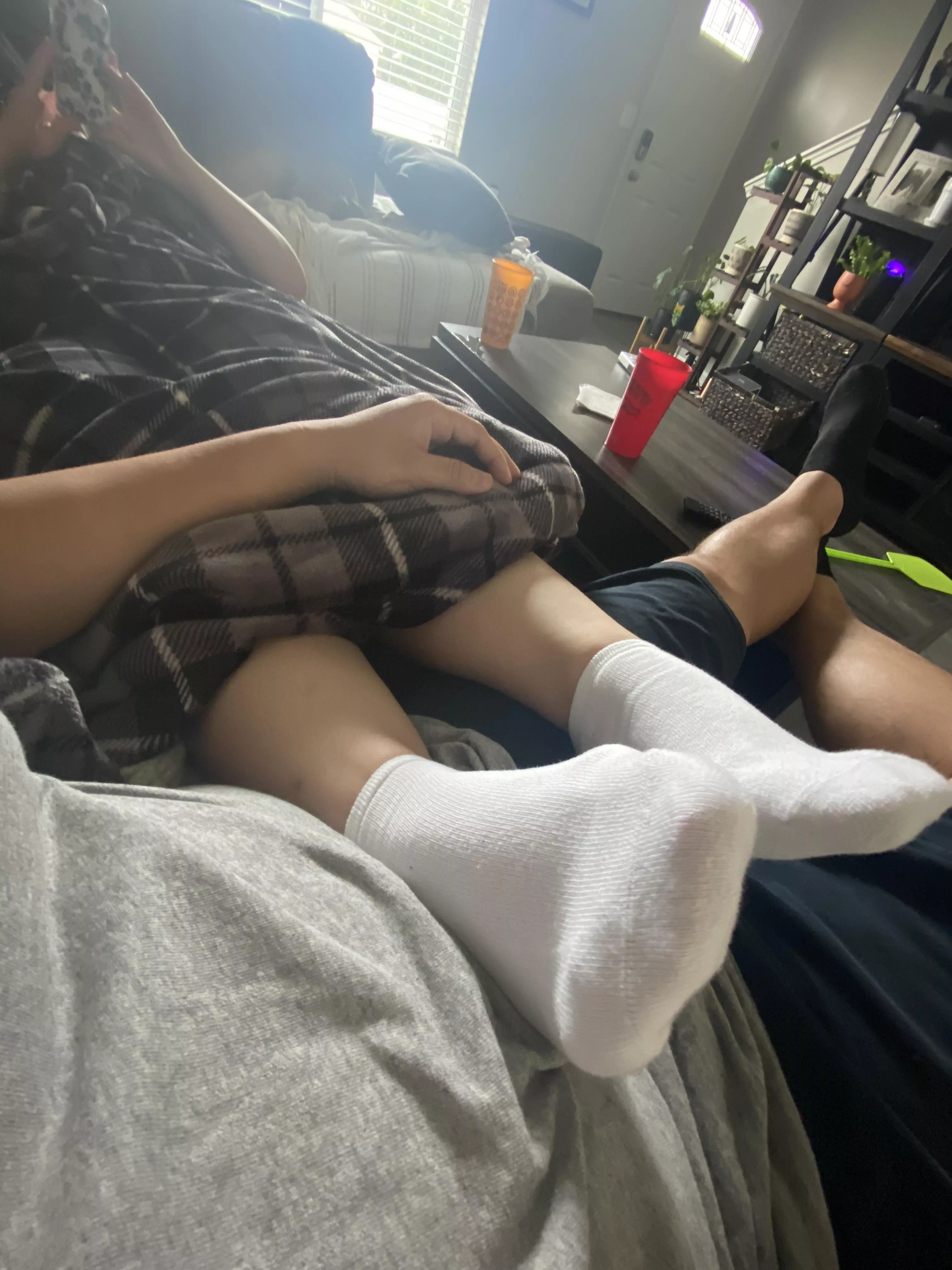 My wife just hanging out, she won’t let me take off her socks!! 🥺🥺