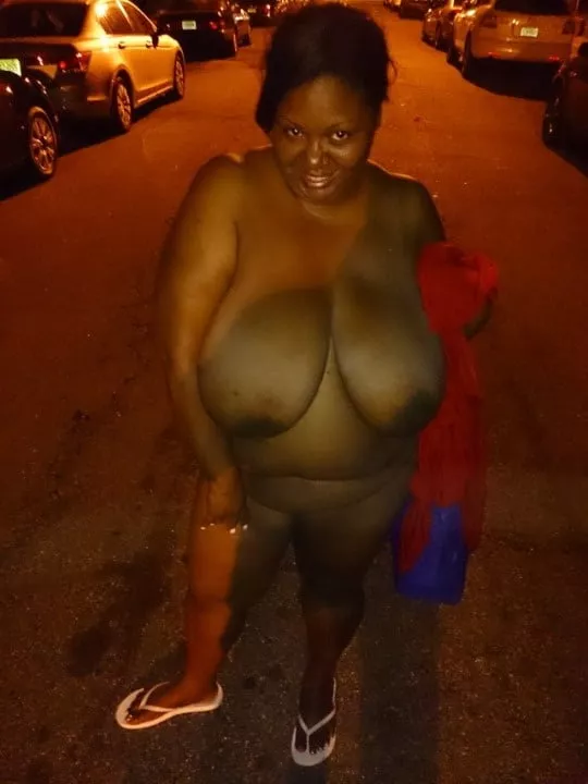 Naked BBW in the middle of the street