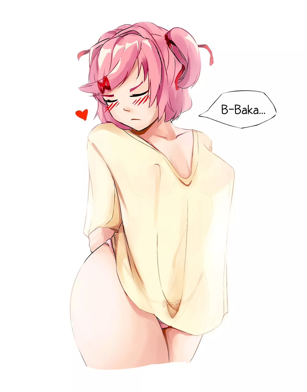 Natsuki in an oversized t-shirt (YudsNuts)