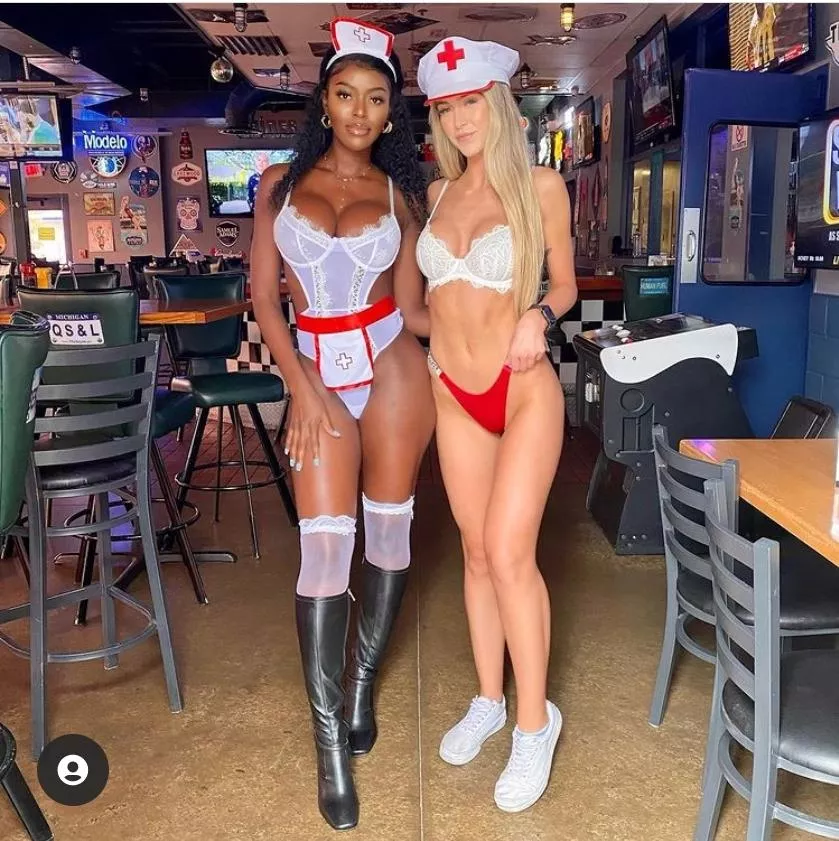 #naughty #nurses @tightendssportsbar #boobiebar #lingerie