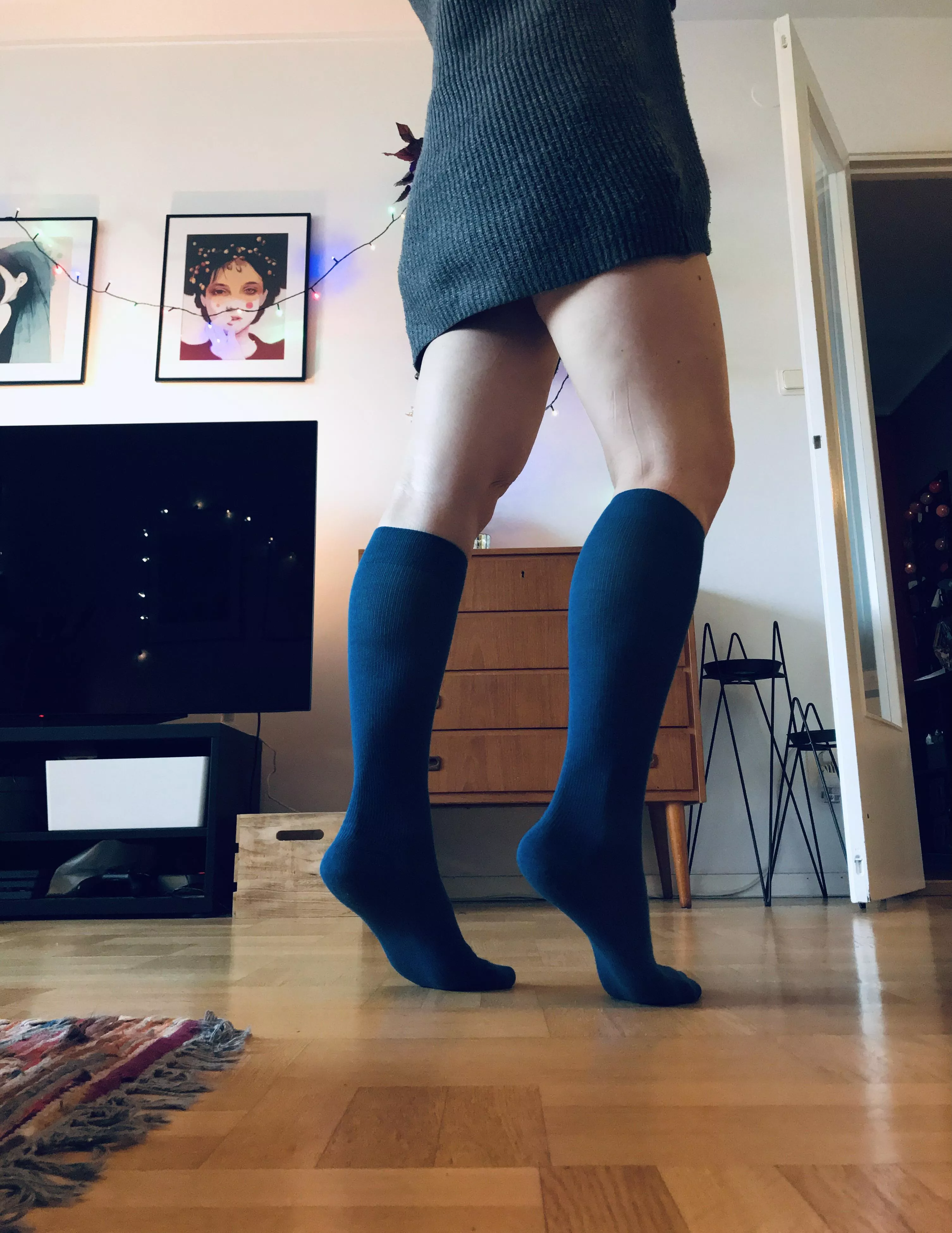 New blue knee high socks. ðŸ˜ŠðŸ’™