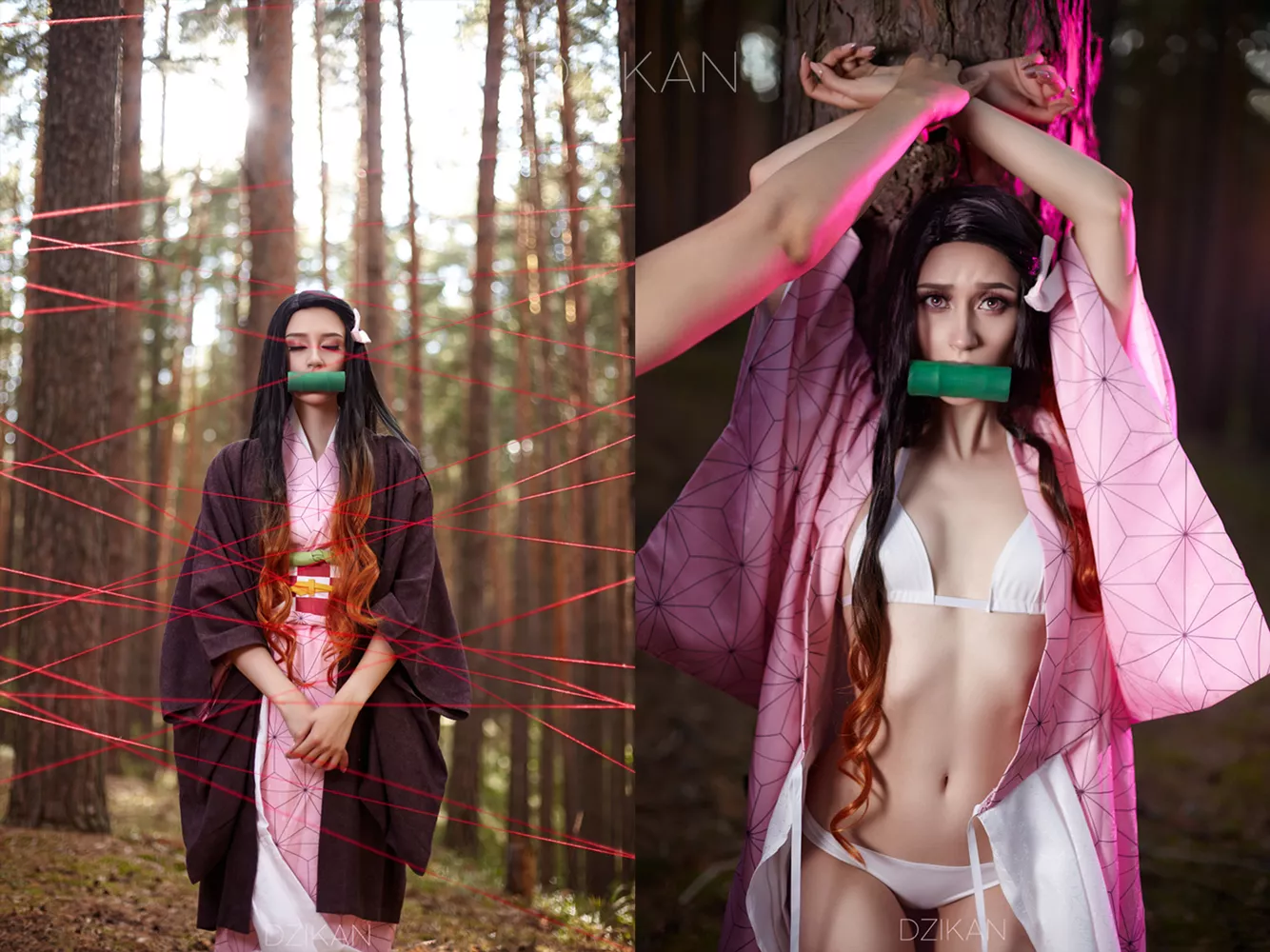 Nezuko cosplay photoshoot ON/OFF by Dzikan (Demon Slayer)