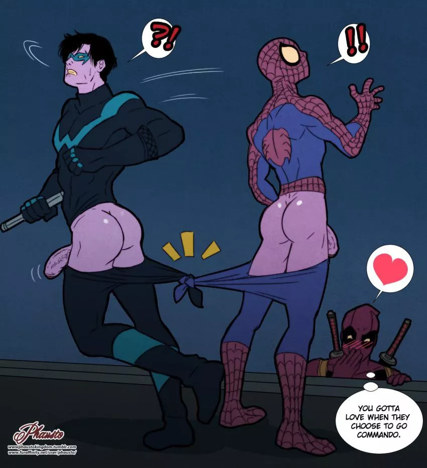 Nightwing and Spider-Man pranked by Deadpool (Phausto)