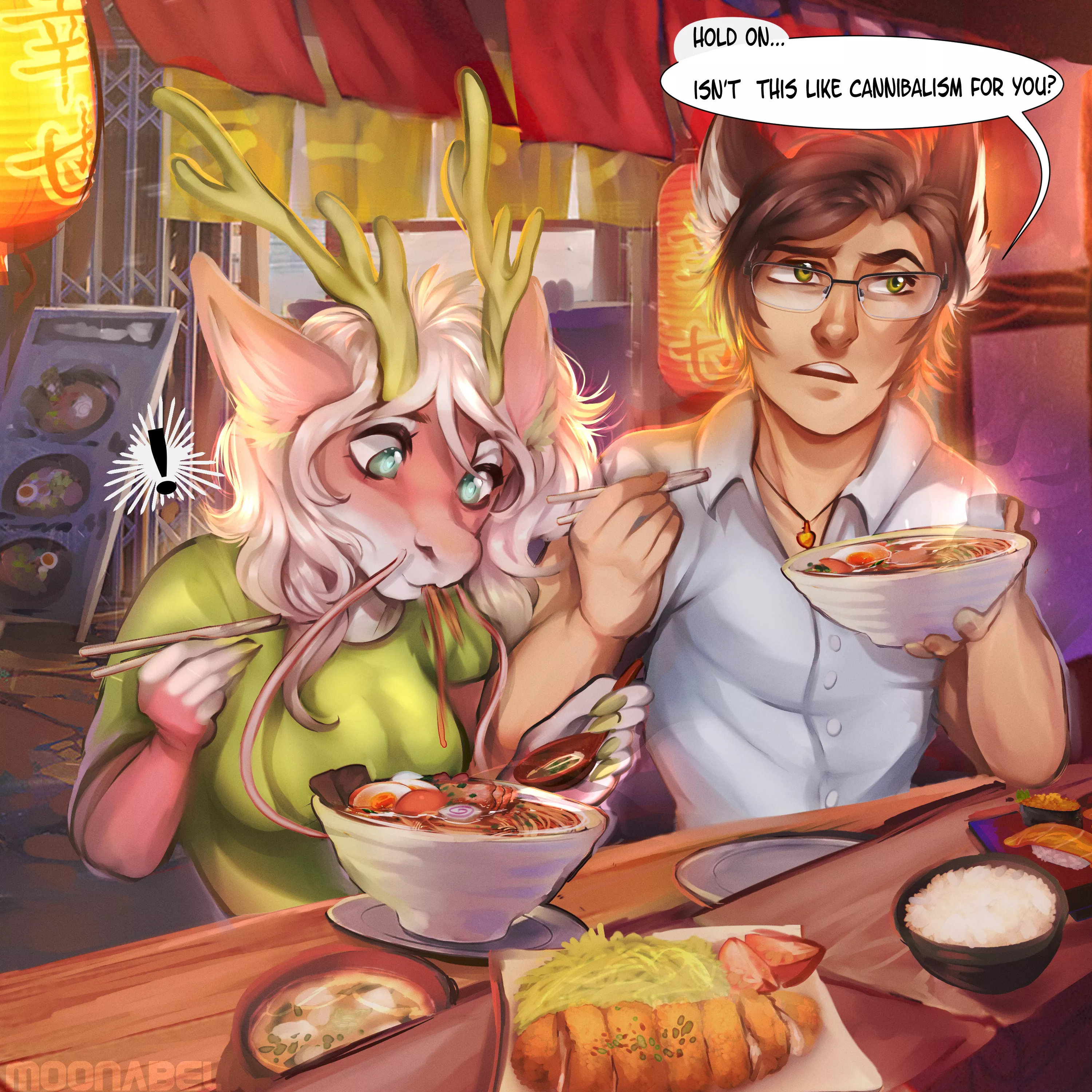 Noodle shop commission! art by me @moonabel on FA <3 got me hungry