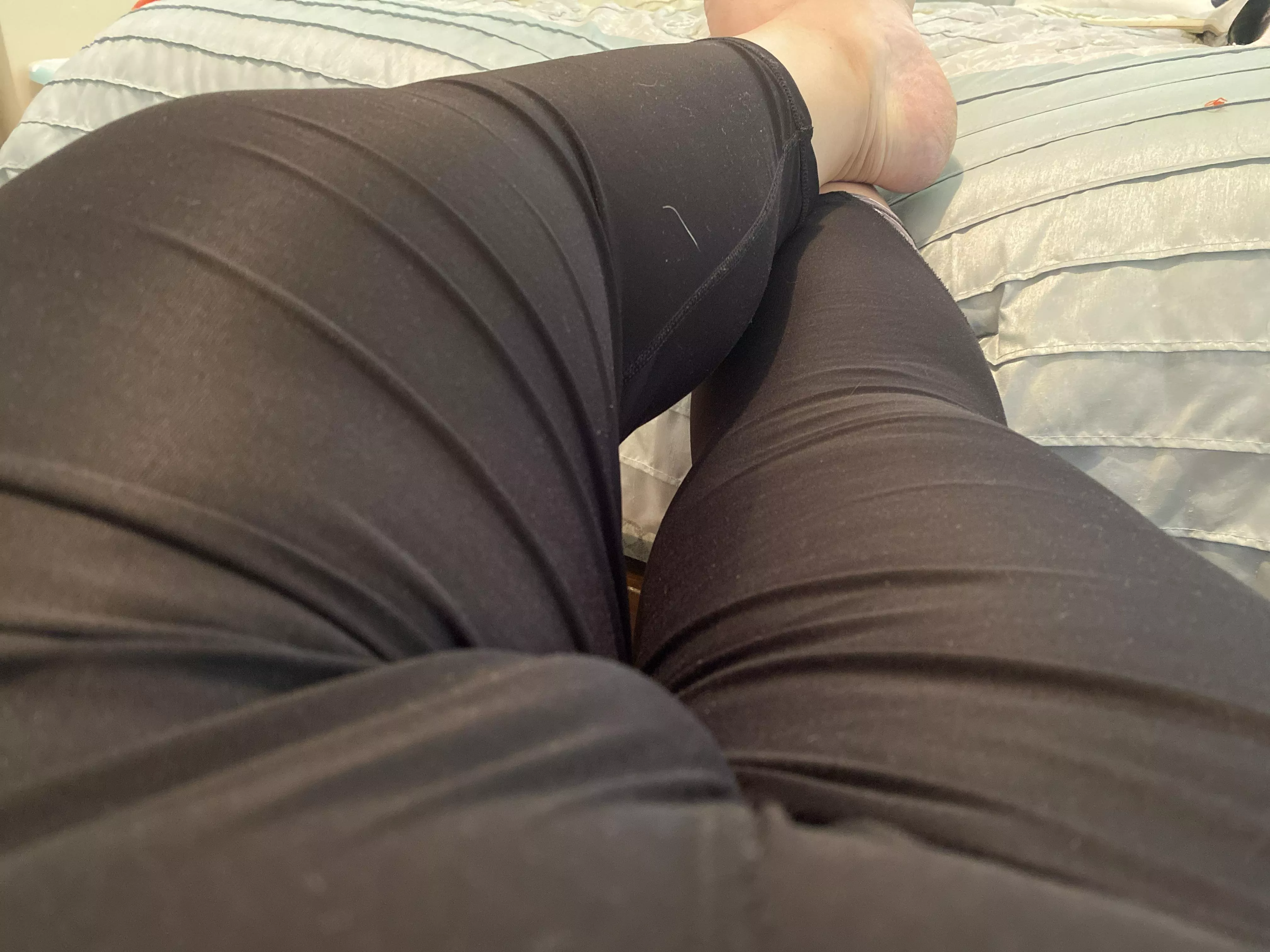 Not exactly pantiesâ€¦ but wearing my wifeâ€™s leggingsâ€¦