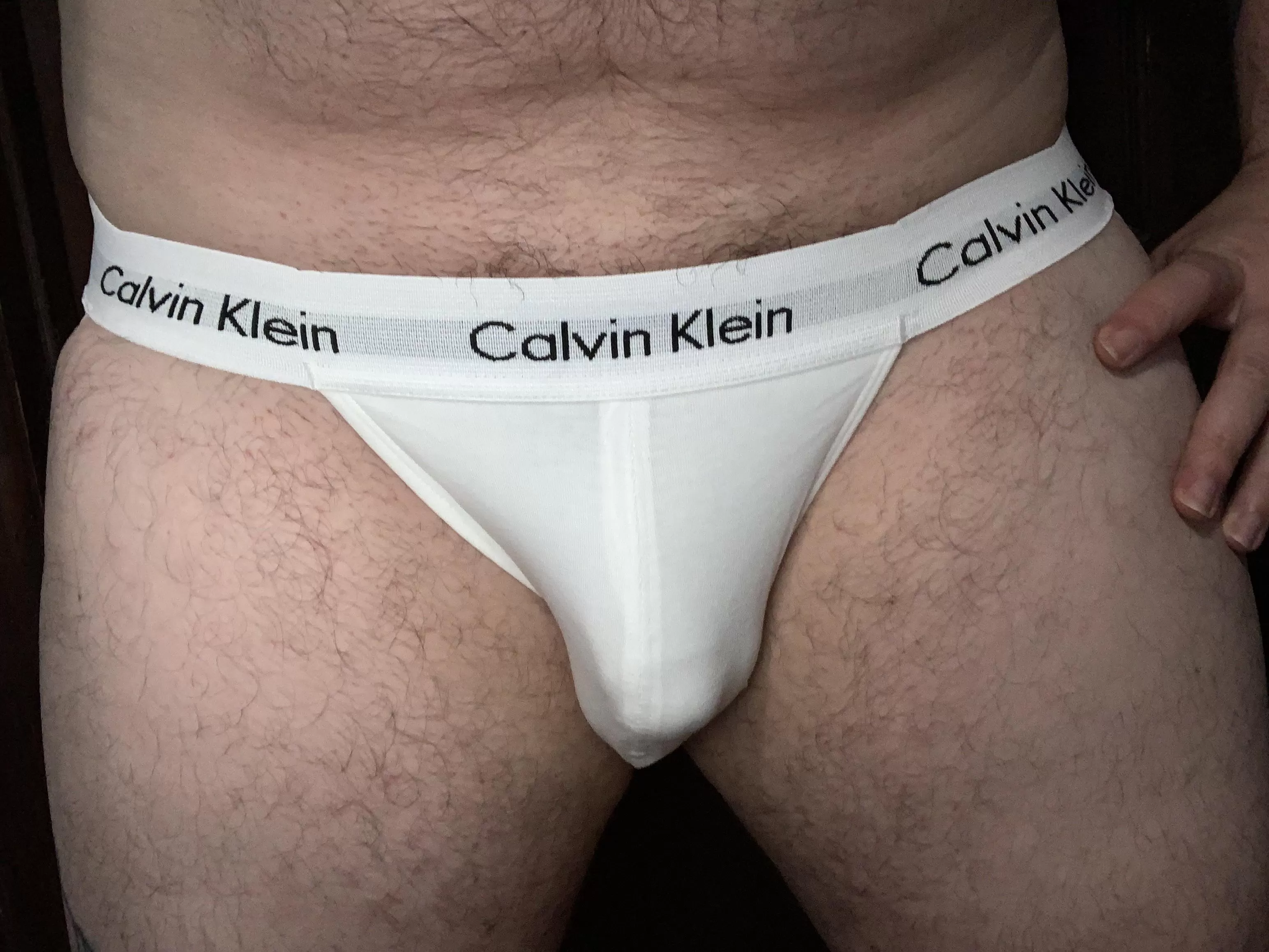 Nothing fancy, just a white Calvin Klein jockstrap