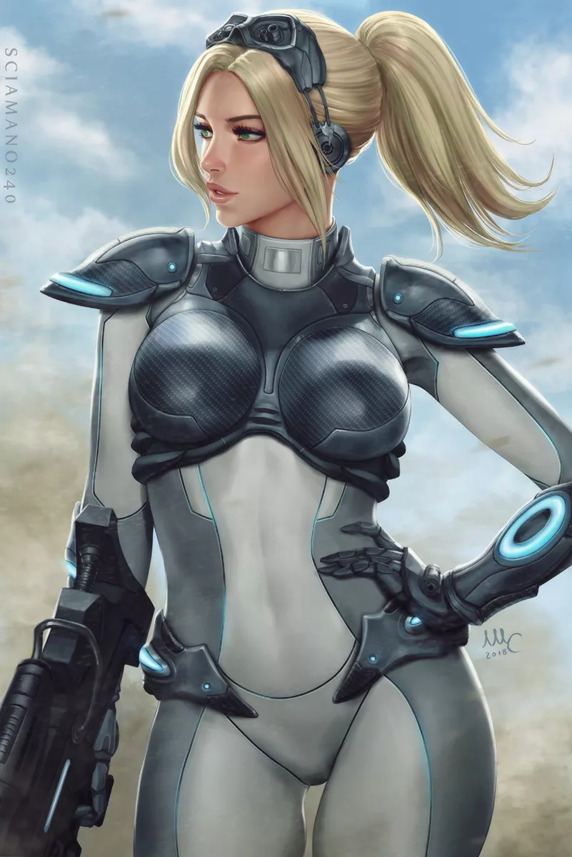 Nova In Her Ghost Suit Looking To The Side (Sciamano240) [Starcraft]