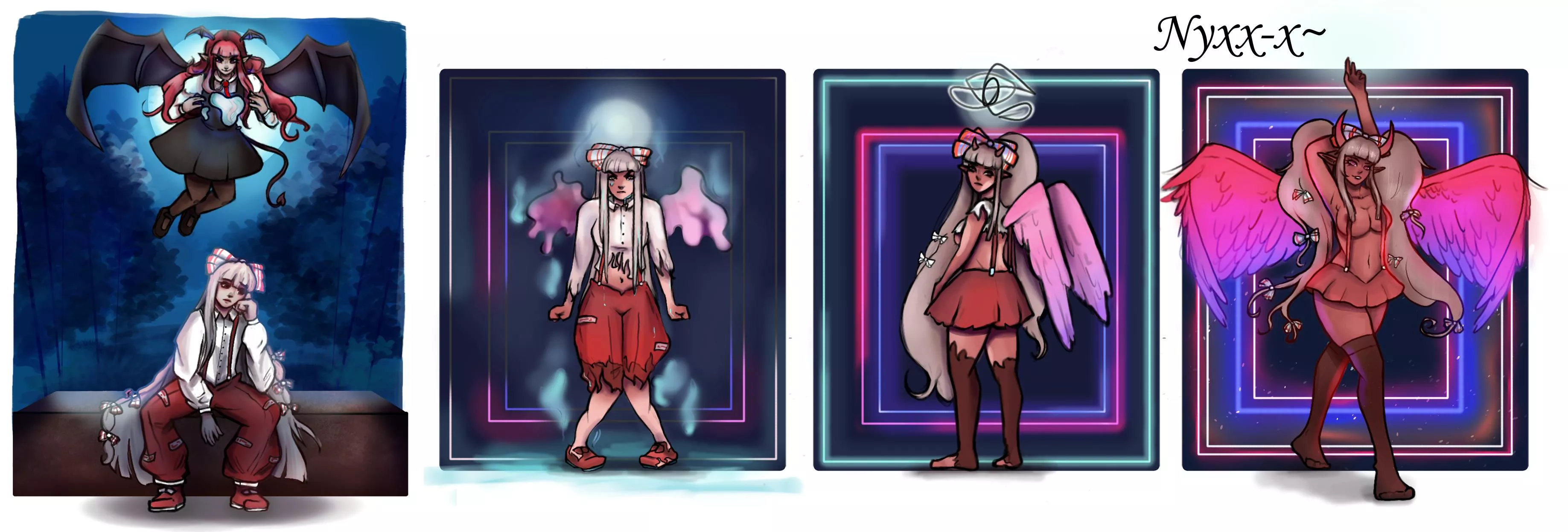 [OC] Fujiwara no Mokou to Succubus! [Touhou Project] (FTF, Monster Girl, Body Modification, Mind Change, Hypno, Succubus) by me (Commission)