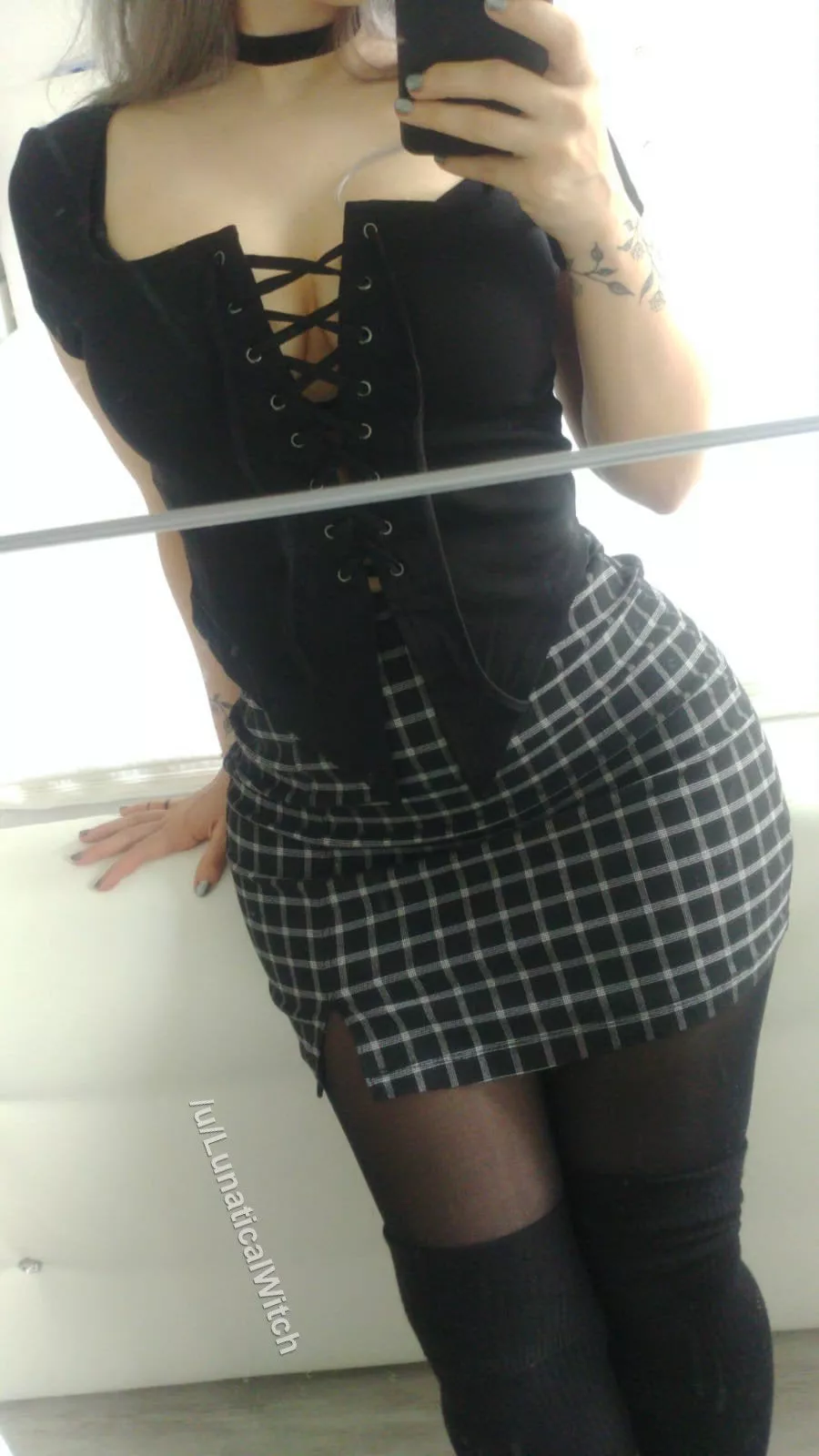 [OC] My hip is too wide, making my plaid skirt tight.