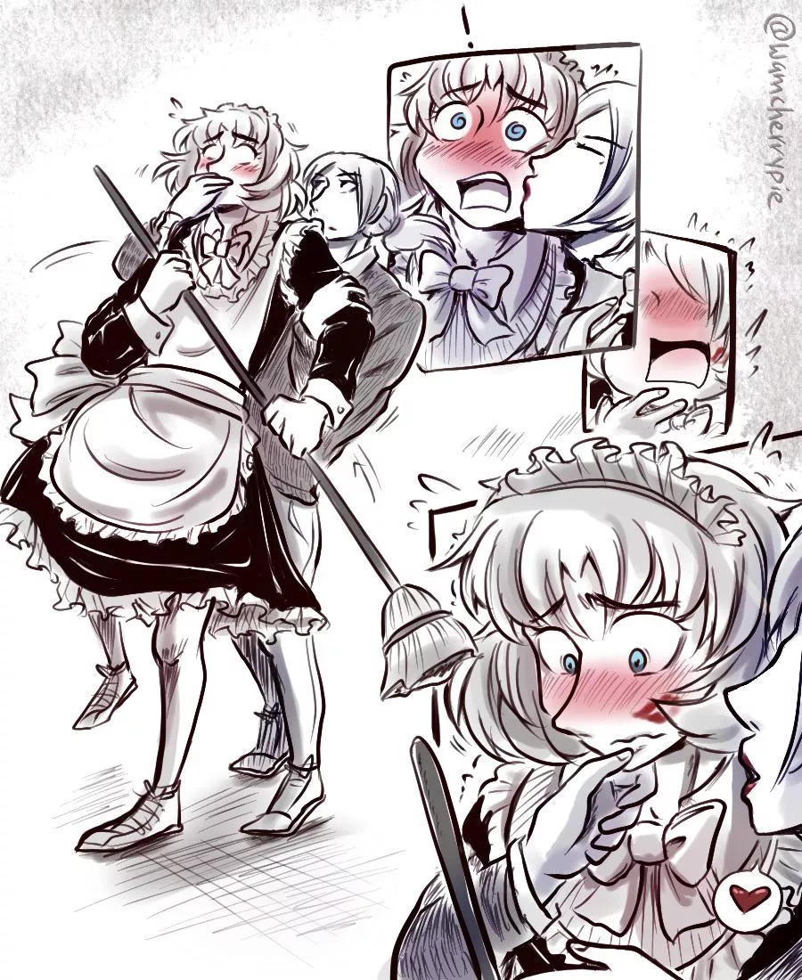 [OC] Teasing your maid boy while he’s doing chores ♡