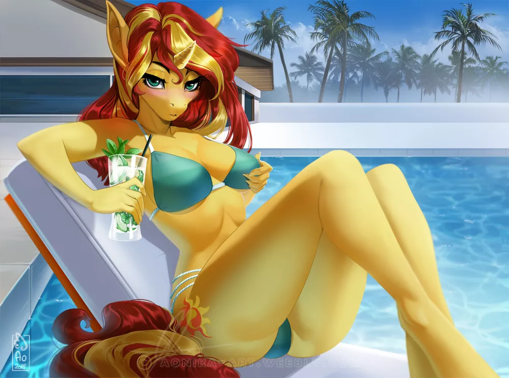 On the Rocks - Sunset Shimmer - [Artist: Aonikaart]