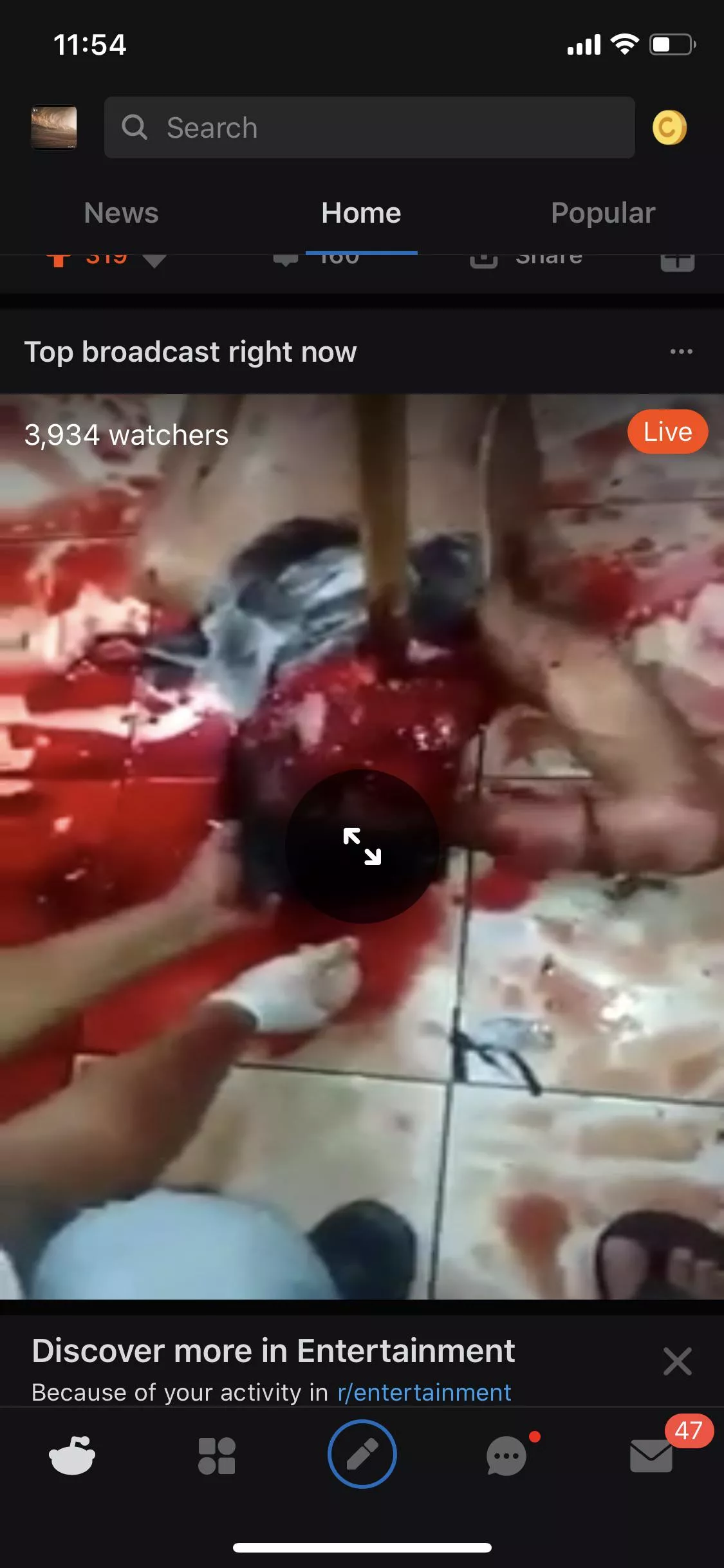 One of the Reddit broadcasts on my feed was some fucked up cartel gore