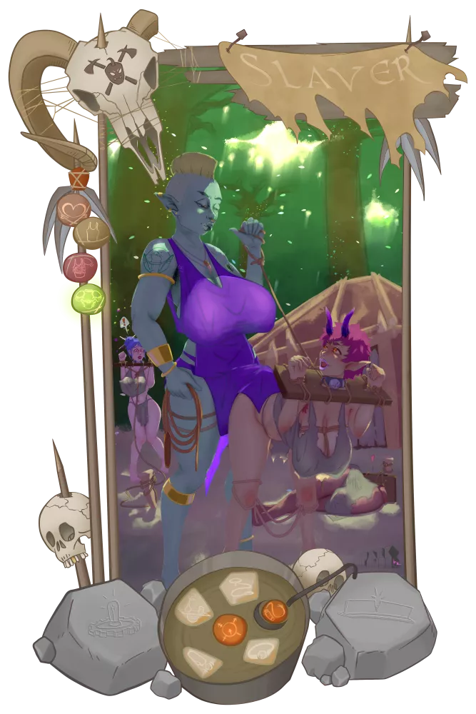 Orcish Slaver Card - First Form (Link to other 3 forms in comments) [Dark Lewds]