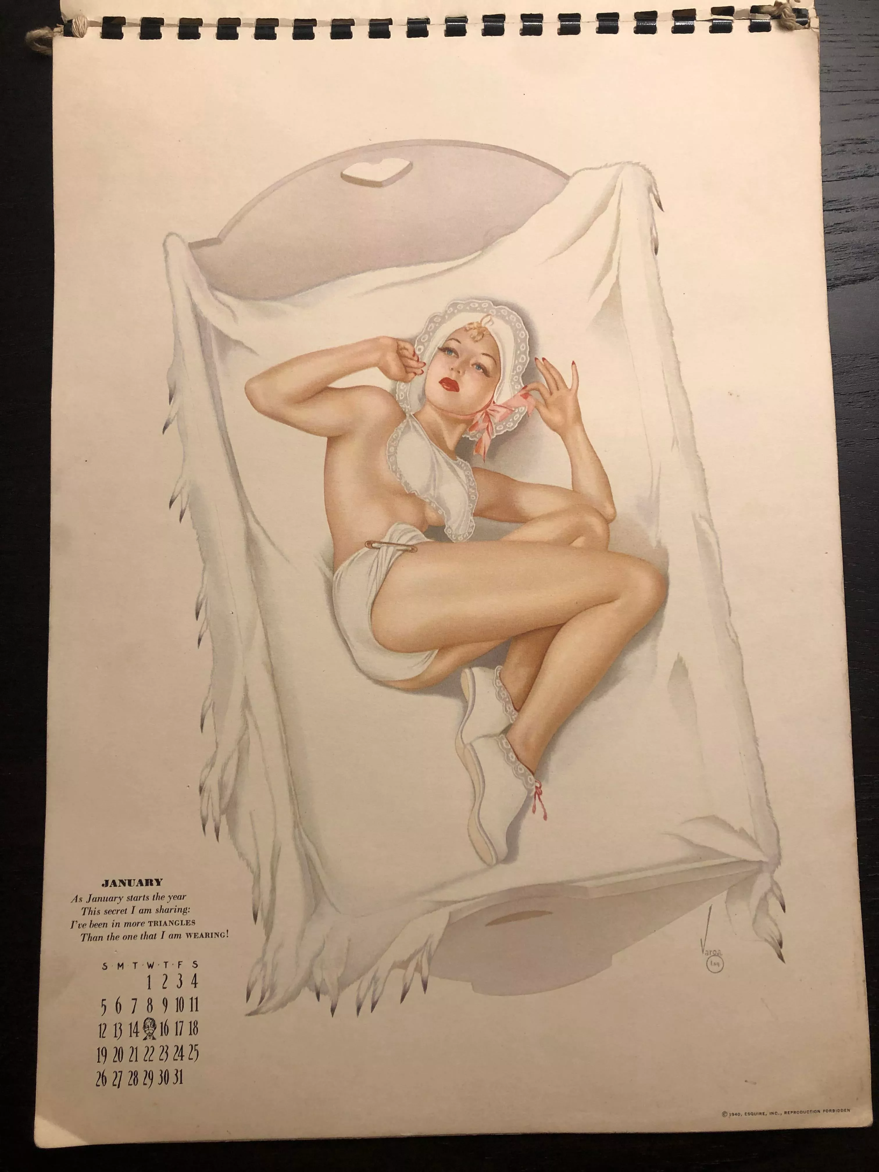 Original Alfredo Vargas 1940 Esquire Pin Up Calendar