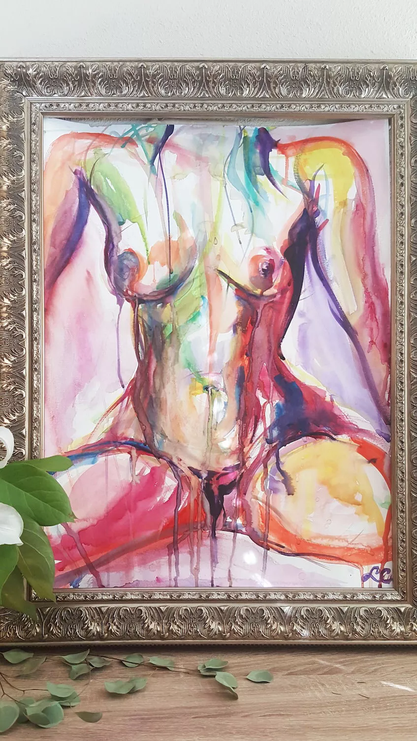 Original Nude Watercolor Painting of Ginger Banks Etsy link to purchase in comments ðŸ’•