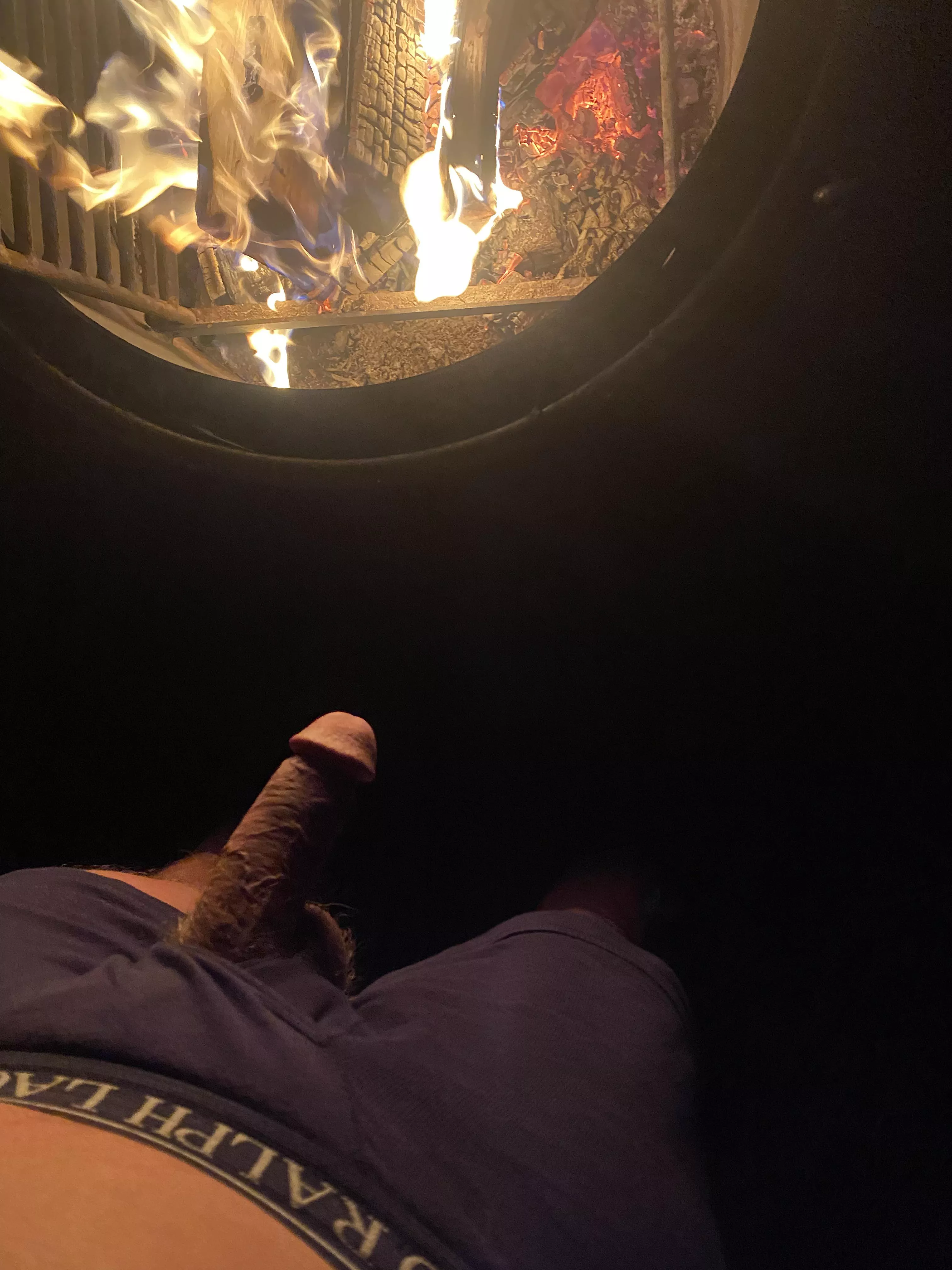 Outside by the campfire