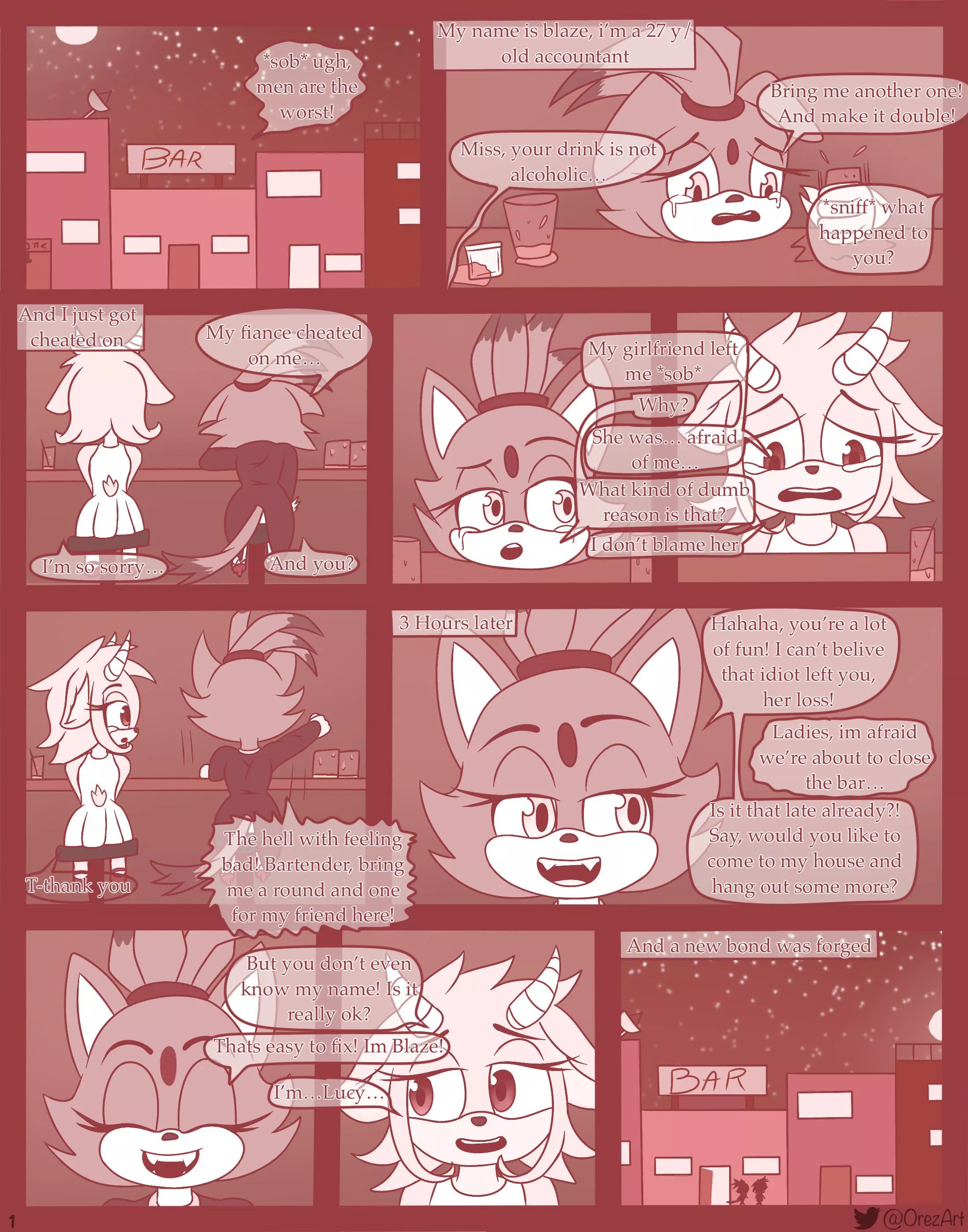 Page 1 of the comic â€œblazing loveâ€ (@OrezArt)