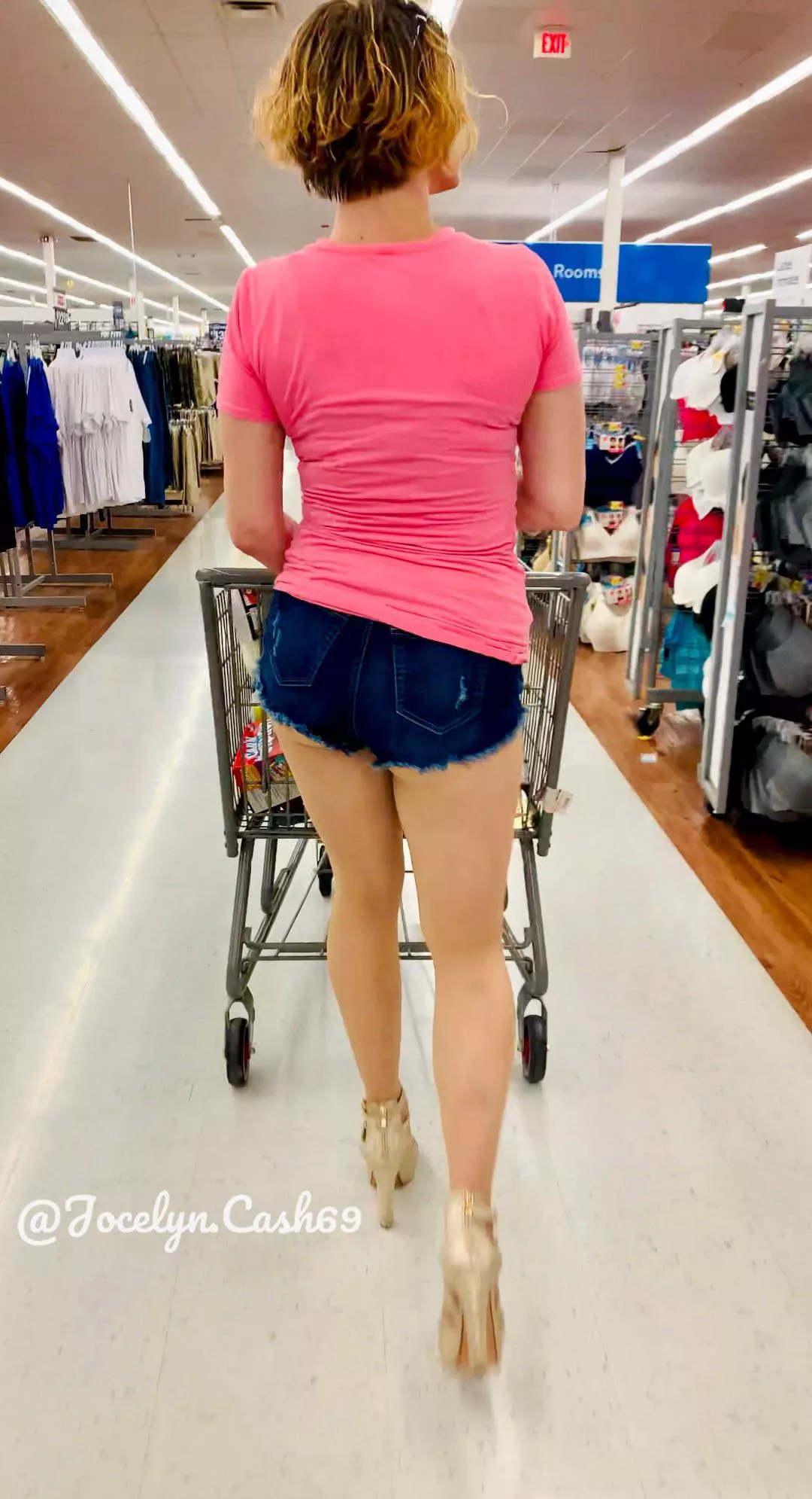 Pantyhose, daisy dukes and heels in Walmart.