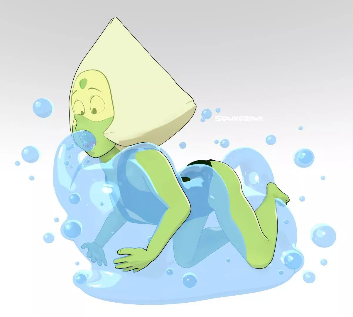 Peridot gets water tentacleâ€™d (Art by sourozowy)