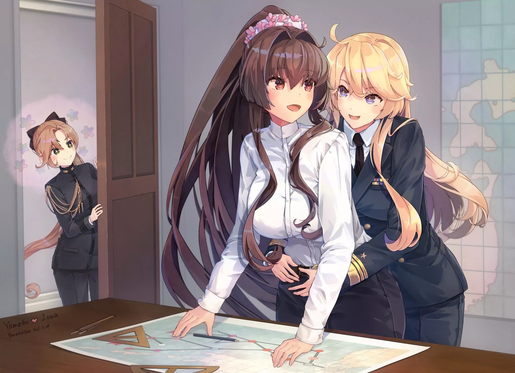 Playing around in the planning room (HimeYamato) [KanColle]