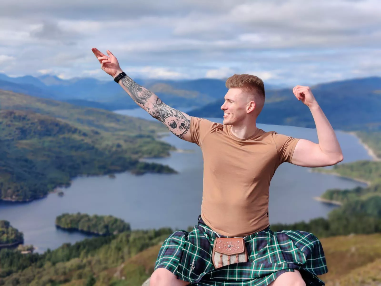 Posing on a mountain