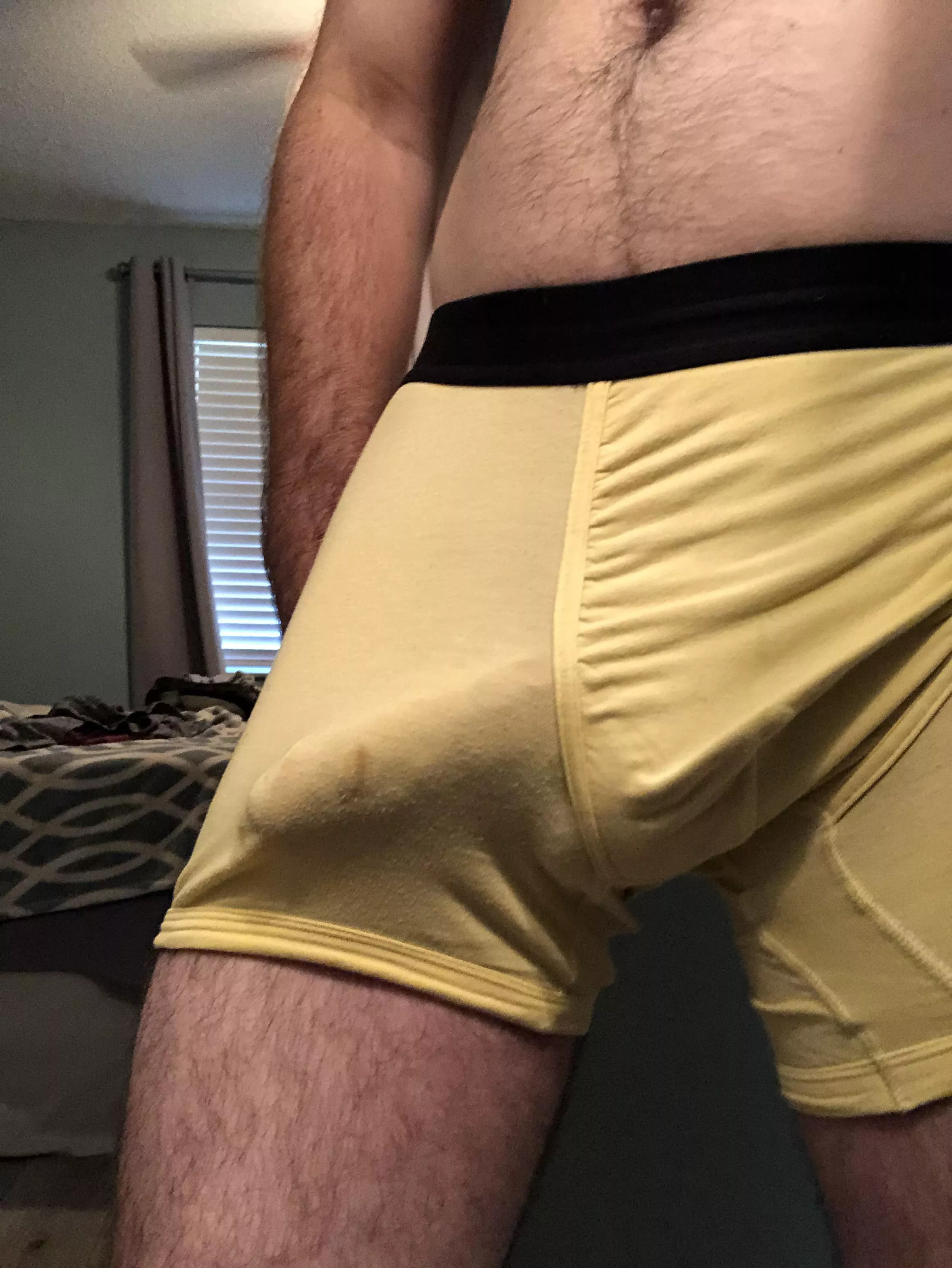 Precum stain as I was getting harder…