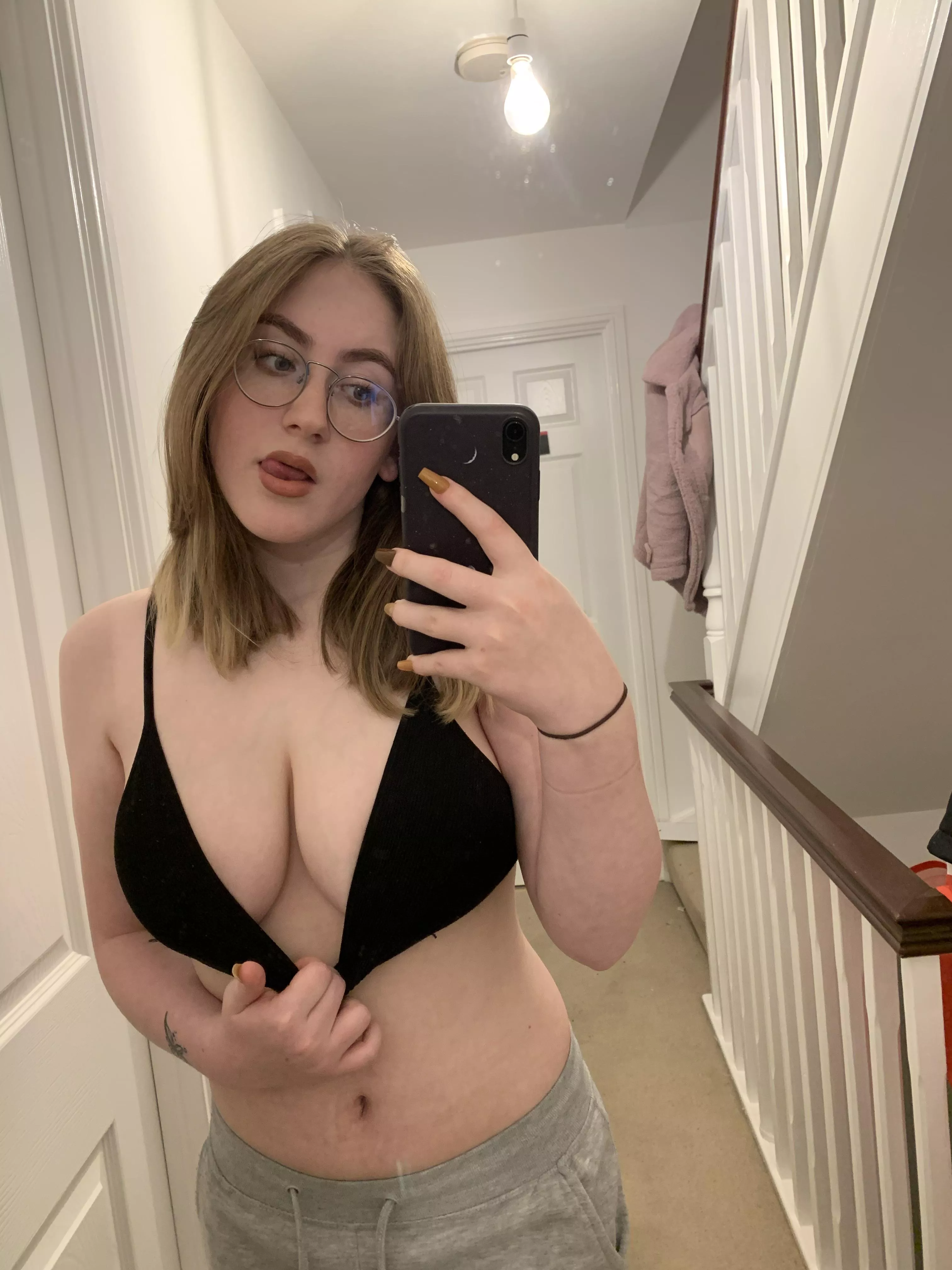 prefer my glasses or my tits?ðŸ˜